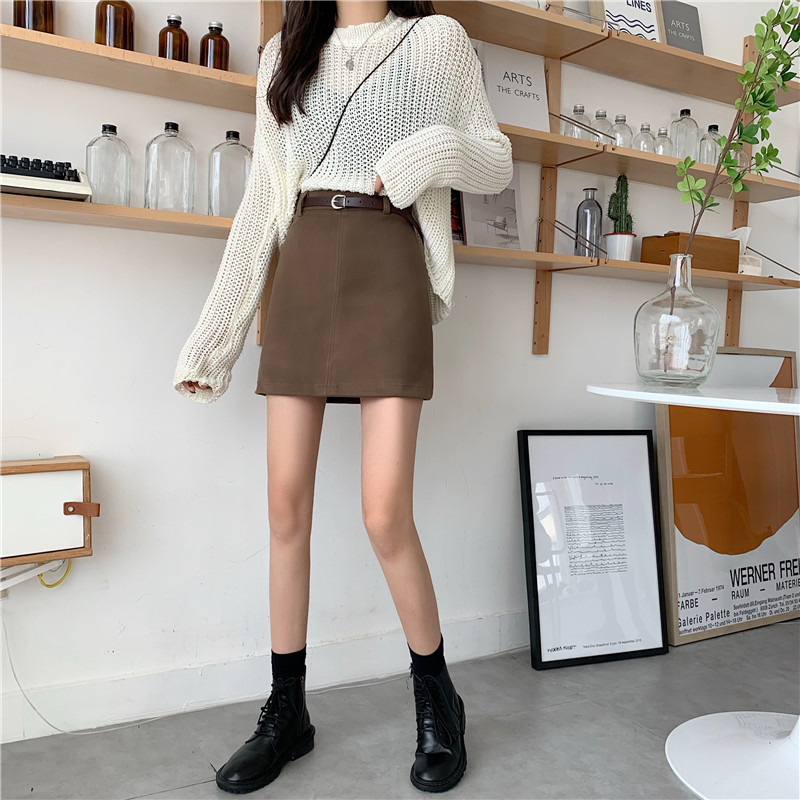 Maillard retro hip-wrapped A-line skirt