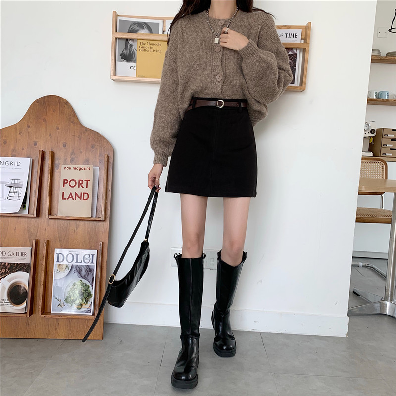 Maillard retro hip-wrapped A-line skirt