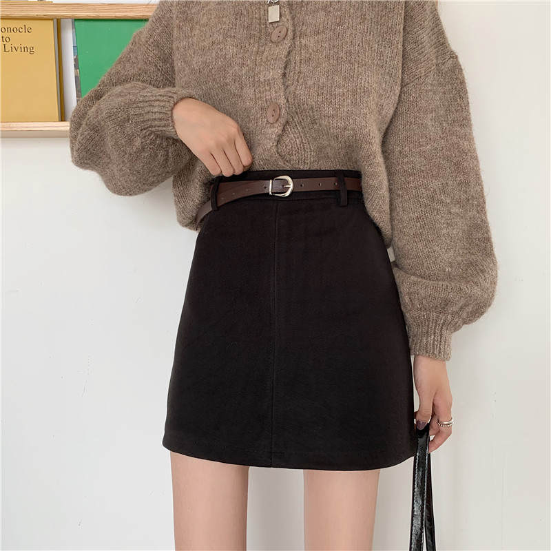 Maillard retro hip-wrapped A-line skirt