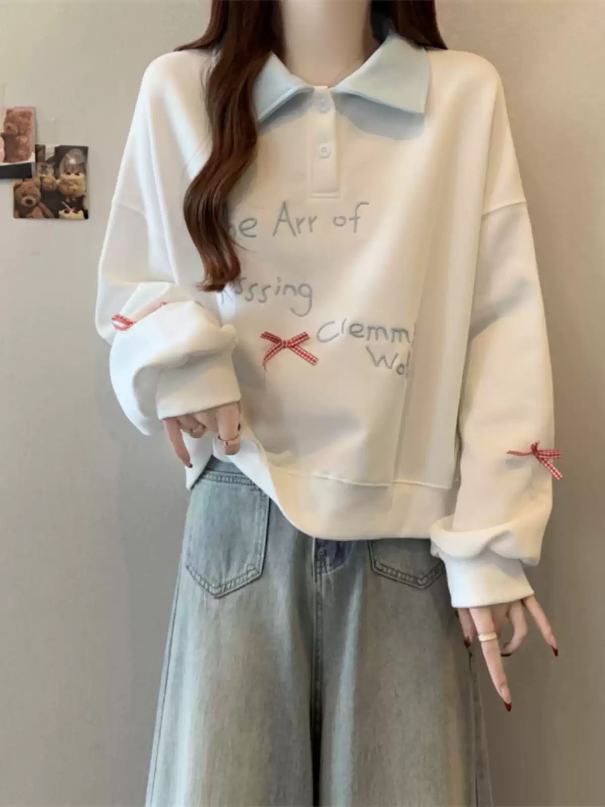 Polo collar sweatshirt