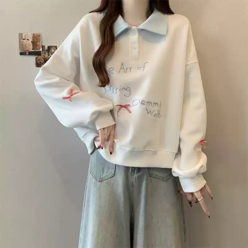 Polo collar sweatshirt