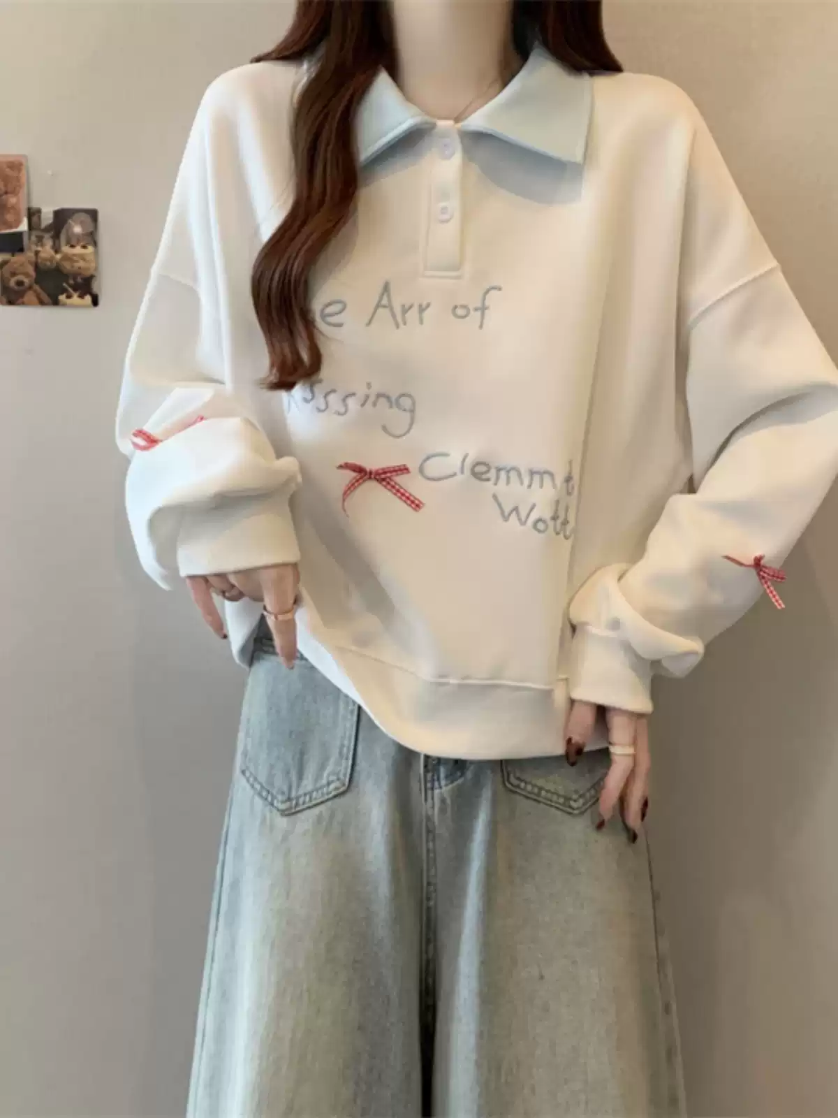 Polo collar sweatshirt