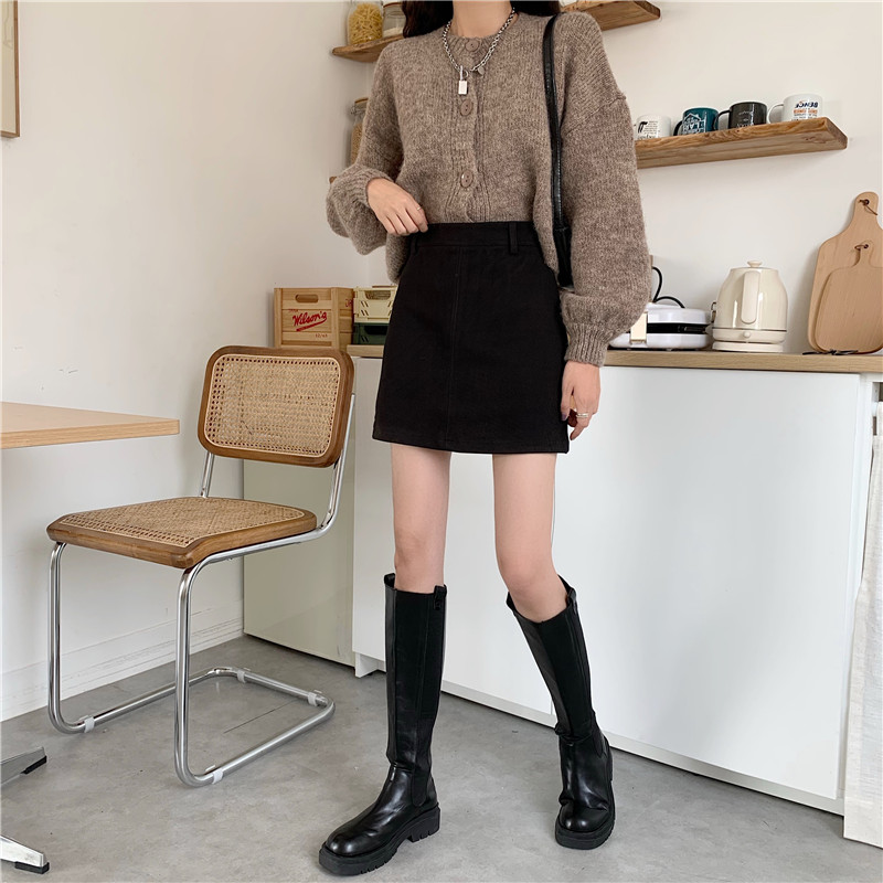 Maillard retro hip-wrapped A-line skirt