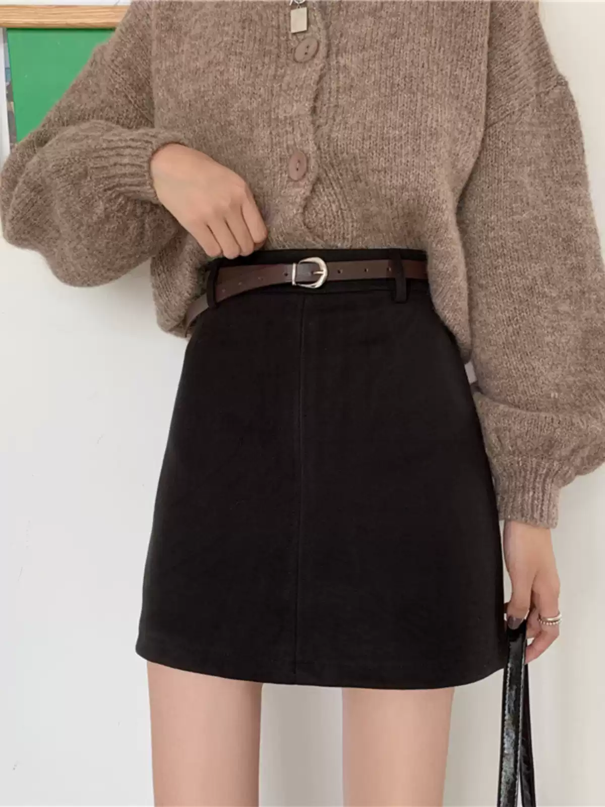 Maillard retro hip-wrapped A-line skirt