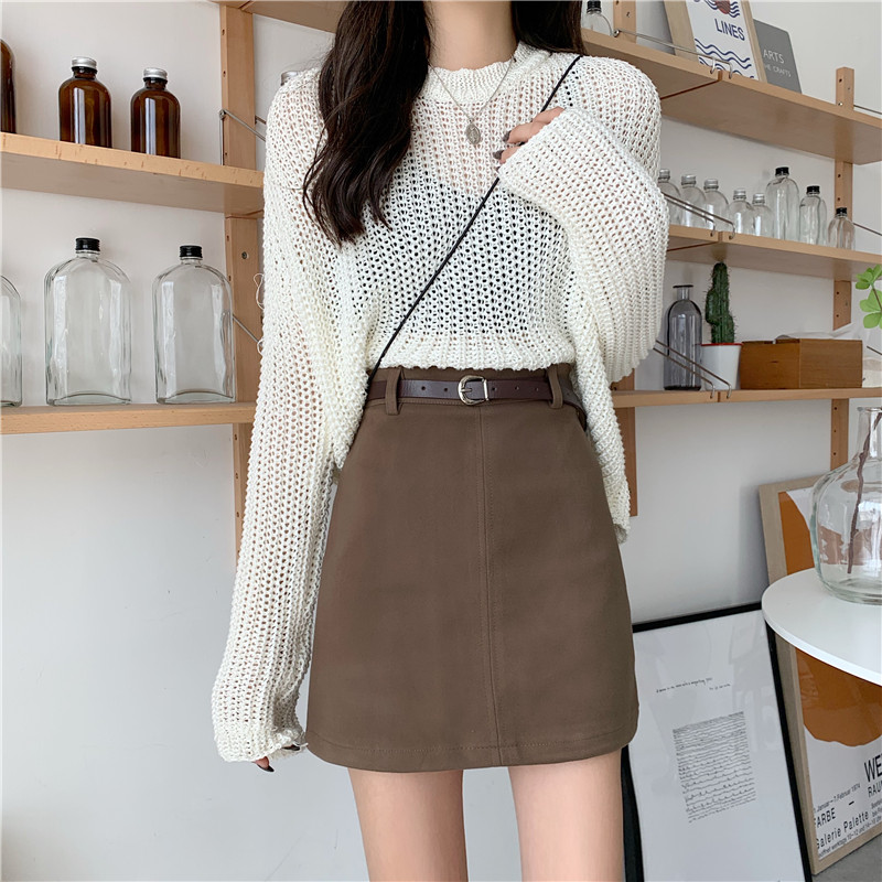 Maillard retro hip-wrapped A-line skirt