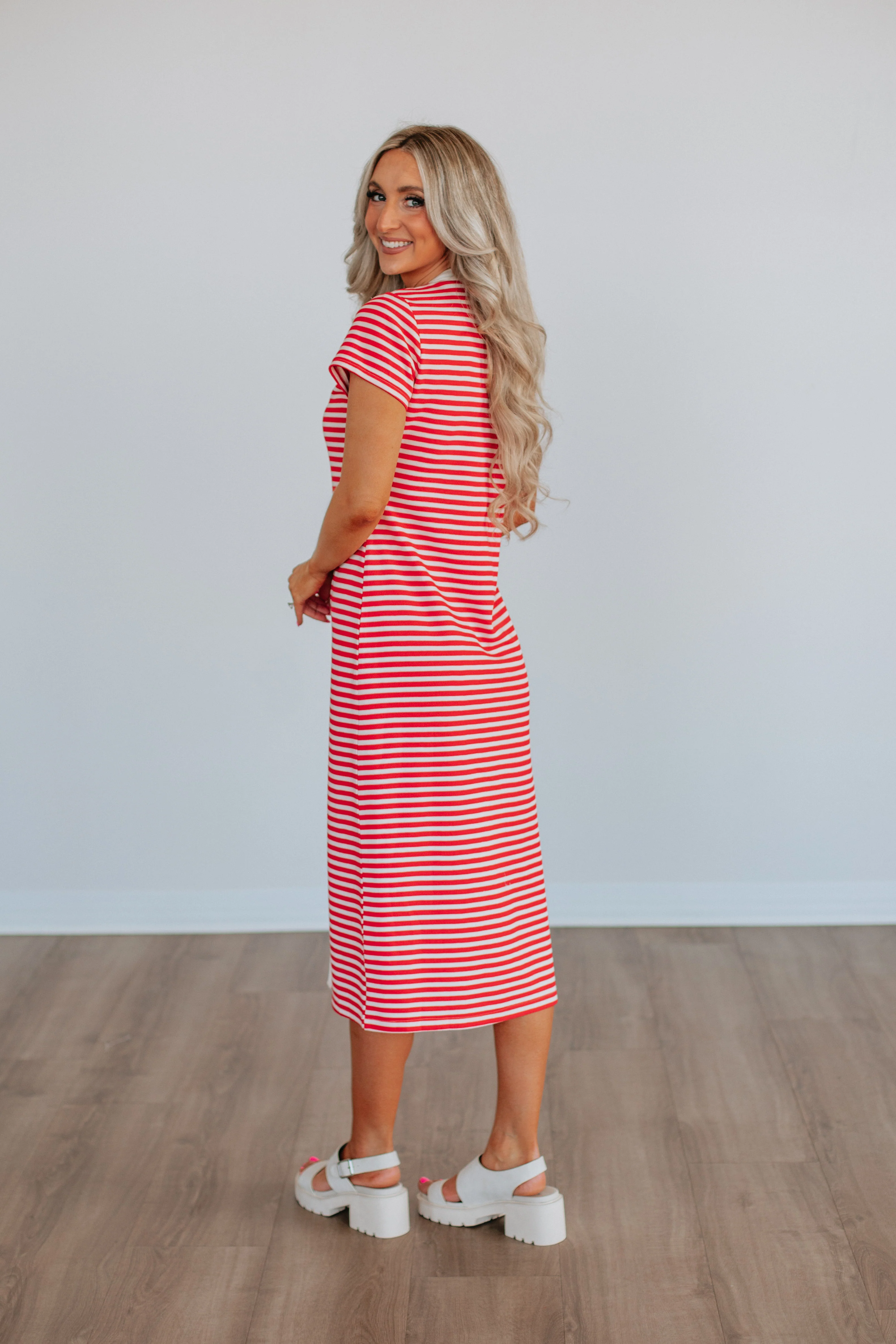 Paylor Striped Dress - Cherry