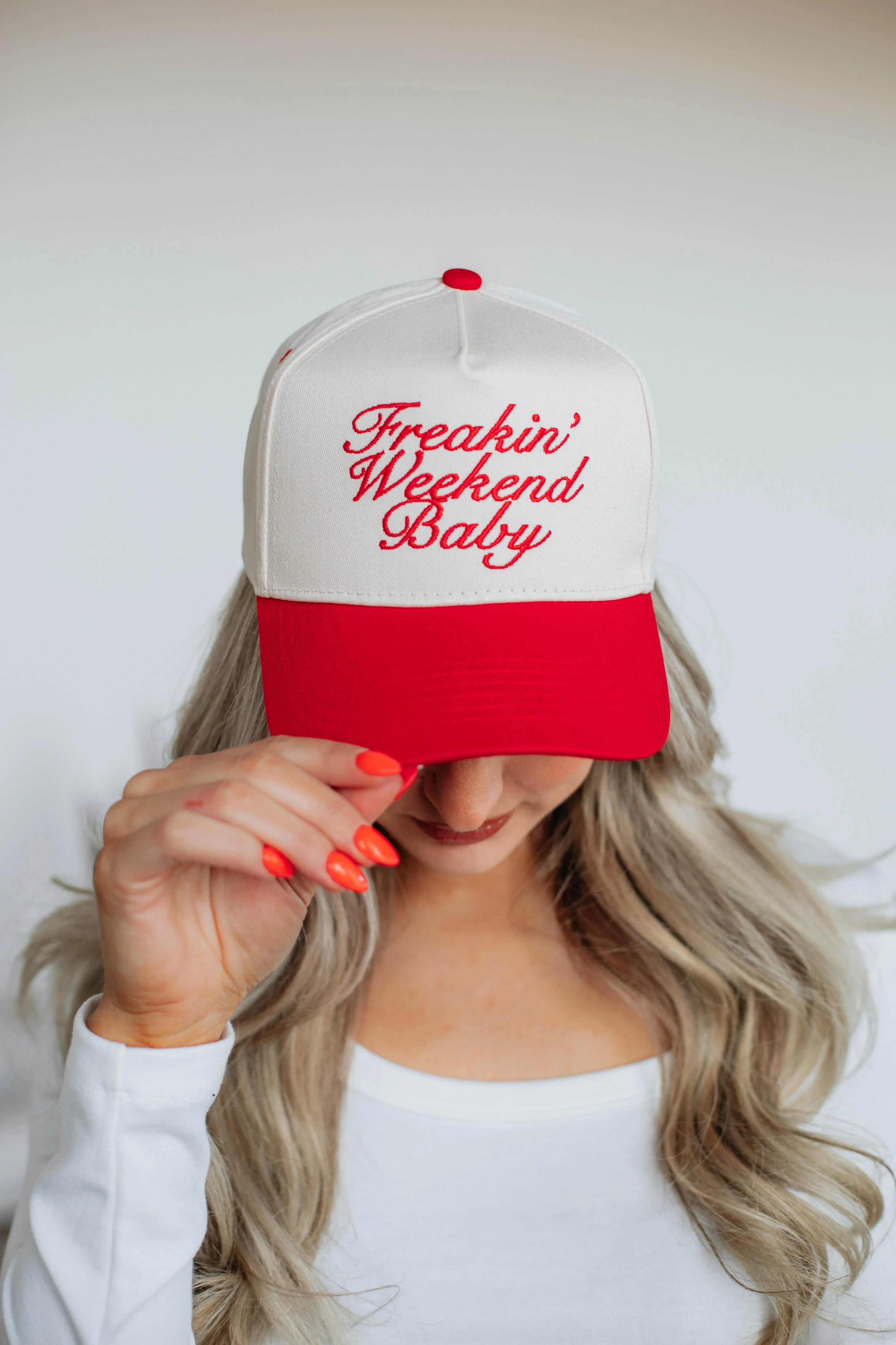 Freakin' Weekend Baby Trucker Hat - Red