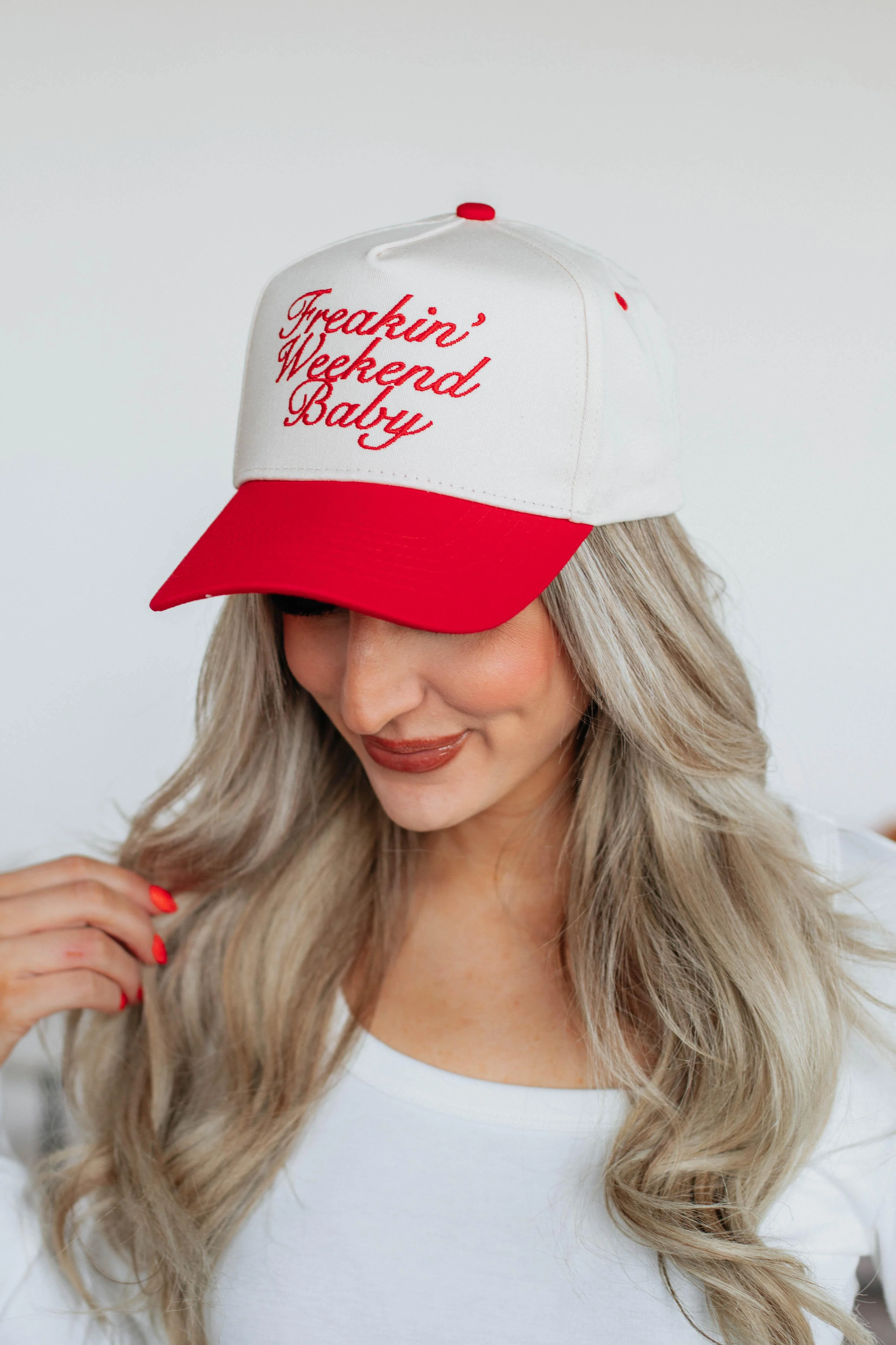 Freakin' Weekend Baby Trucker Hat - Red