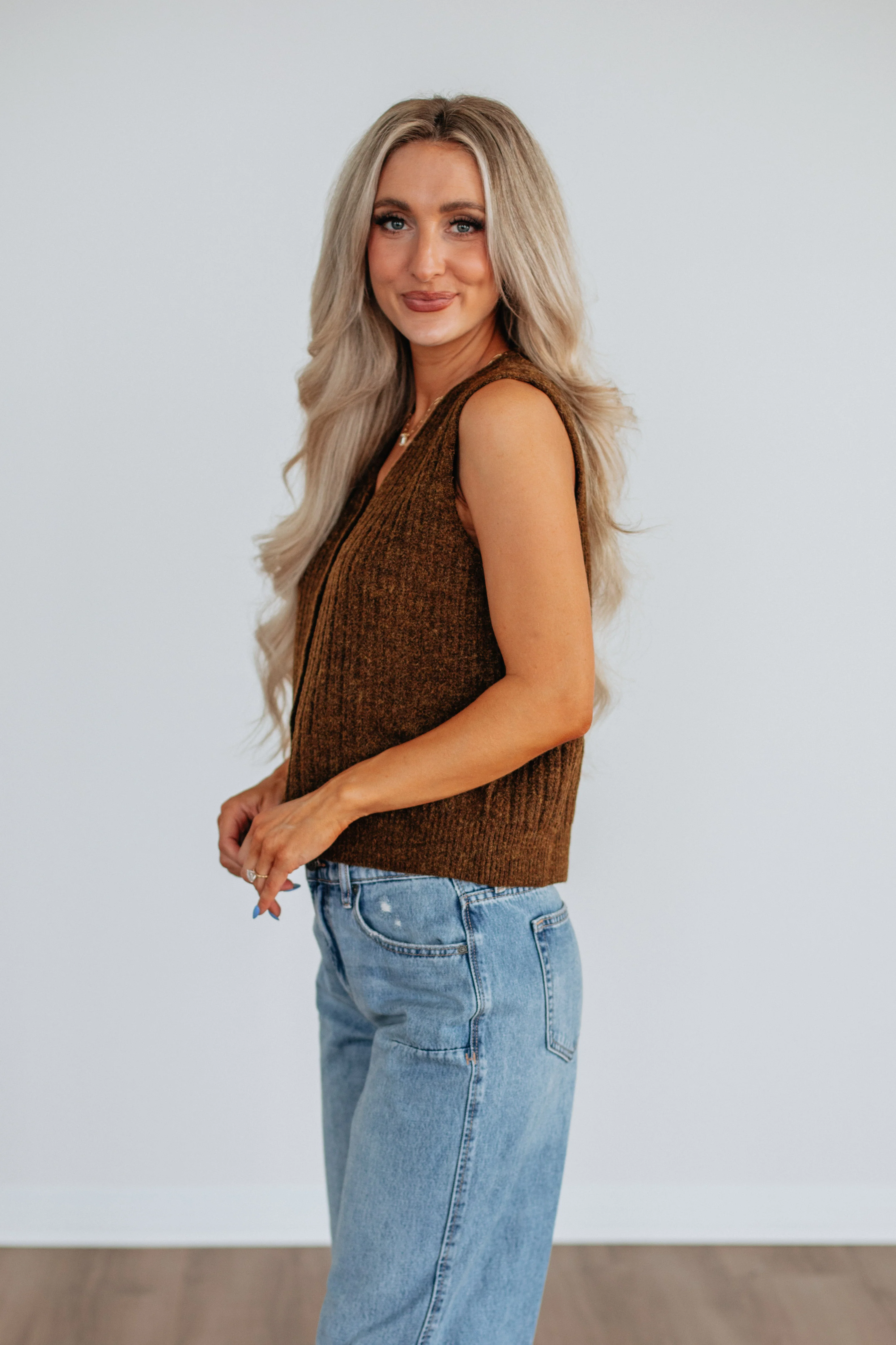 Mina Sweater Vest - Bark