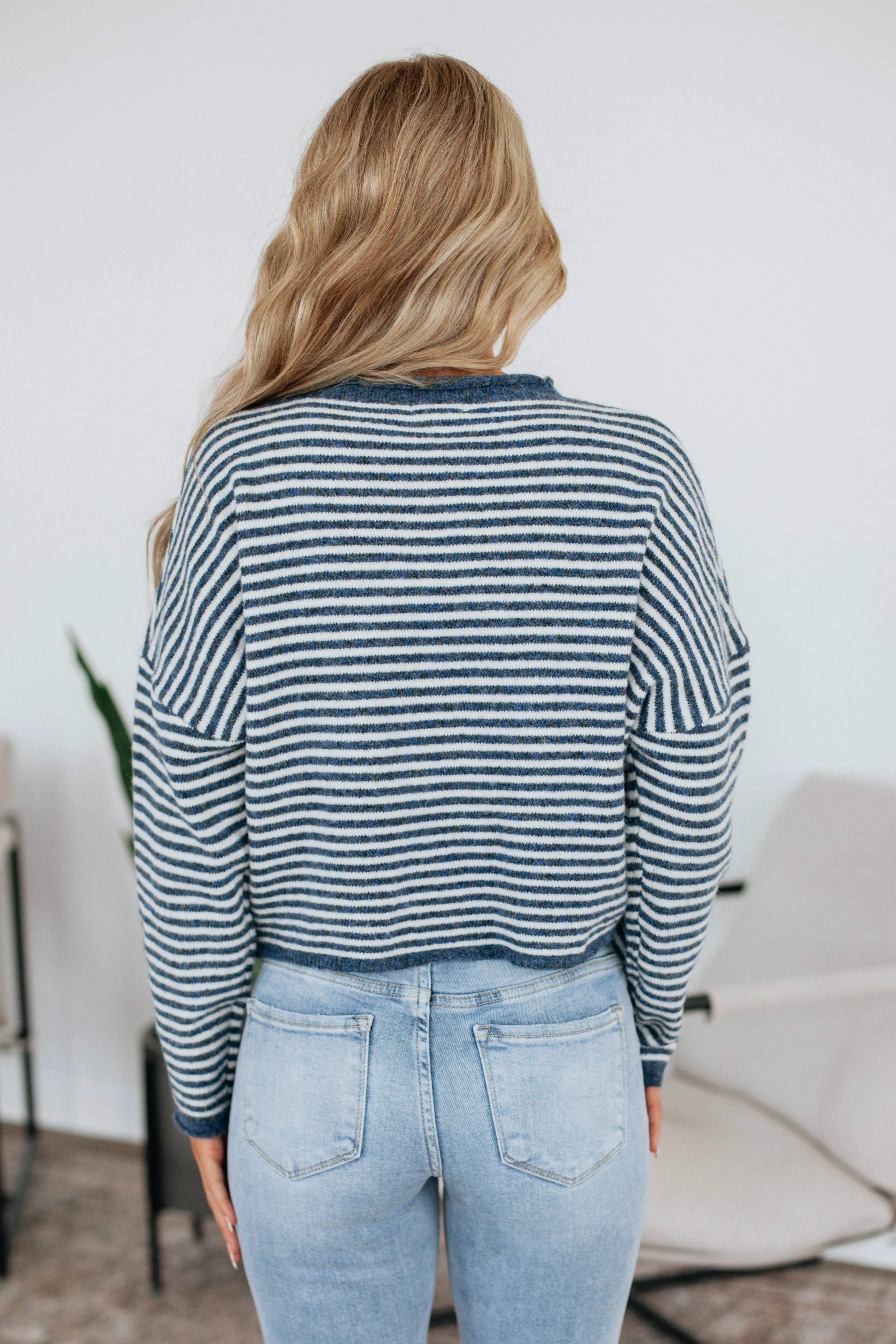 Zoelle Striped Cardigan - Navy Mix