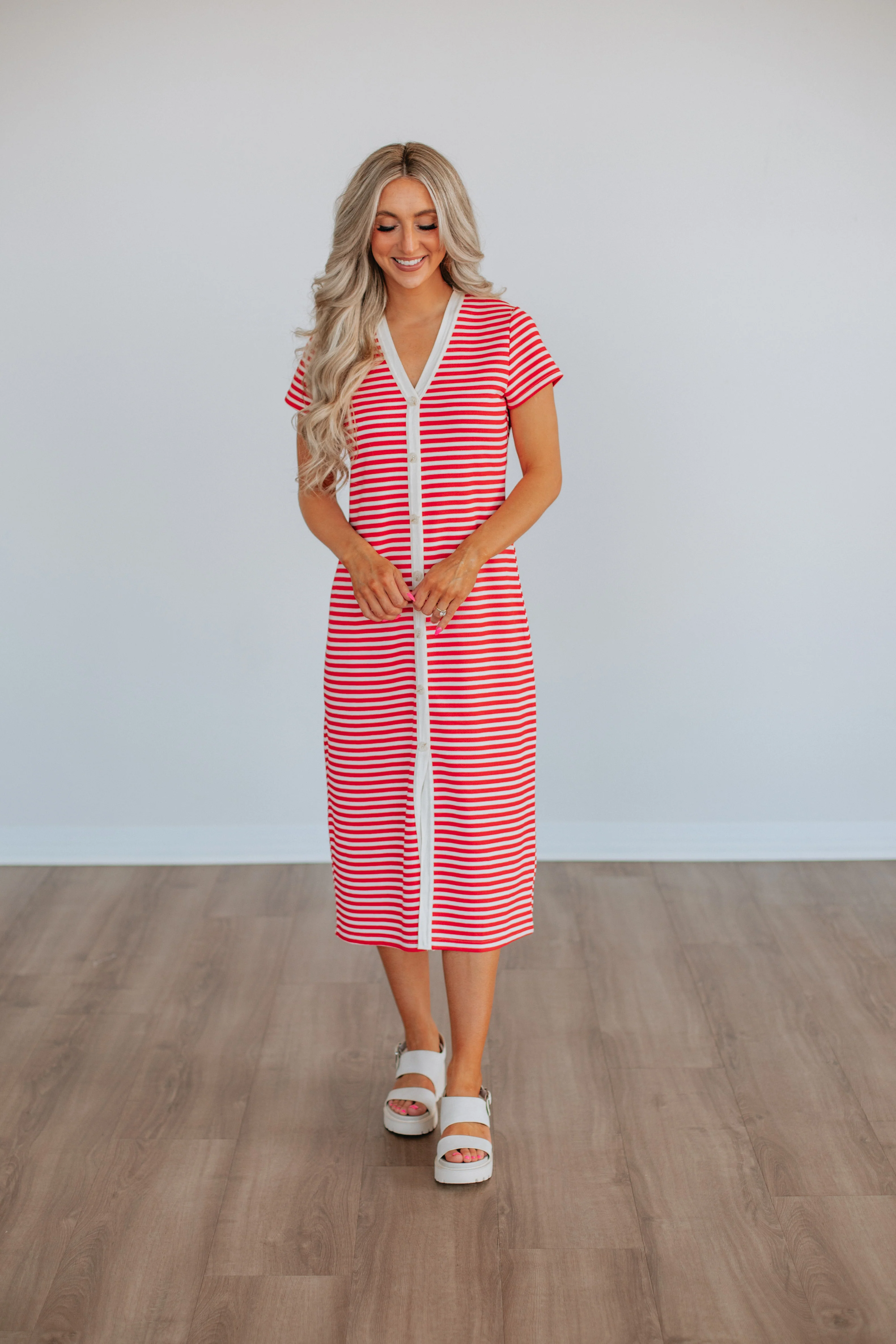 Paylor Striped Dress - Cherry