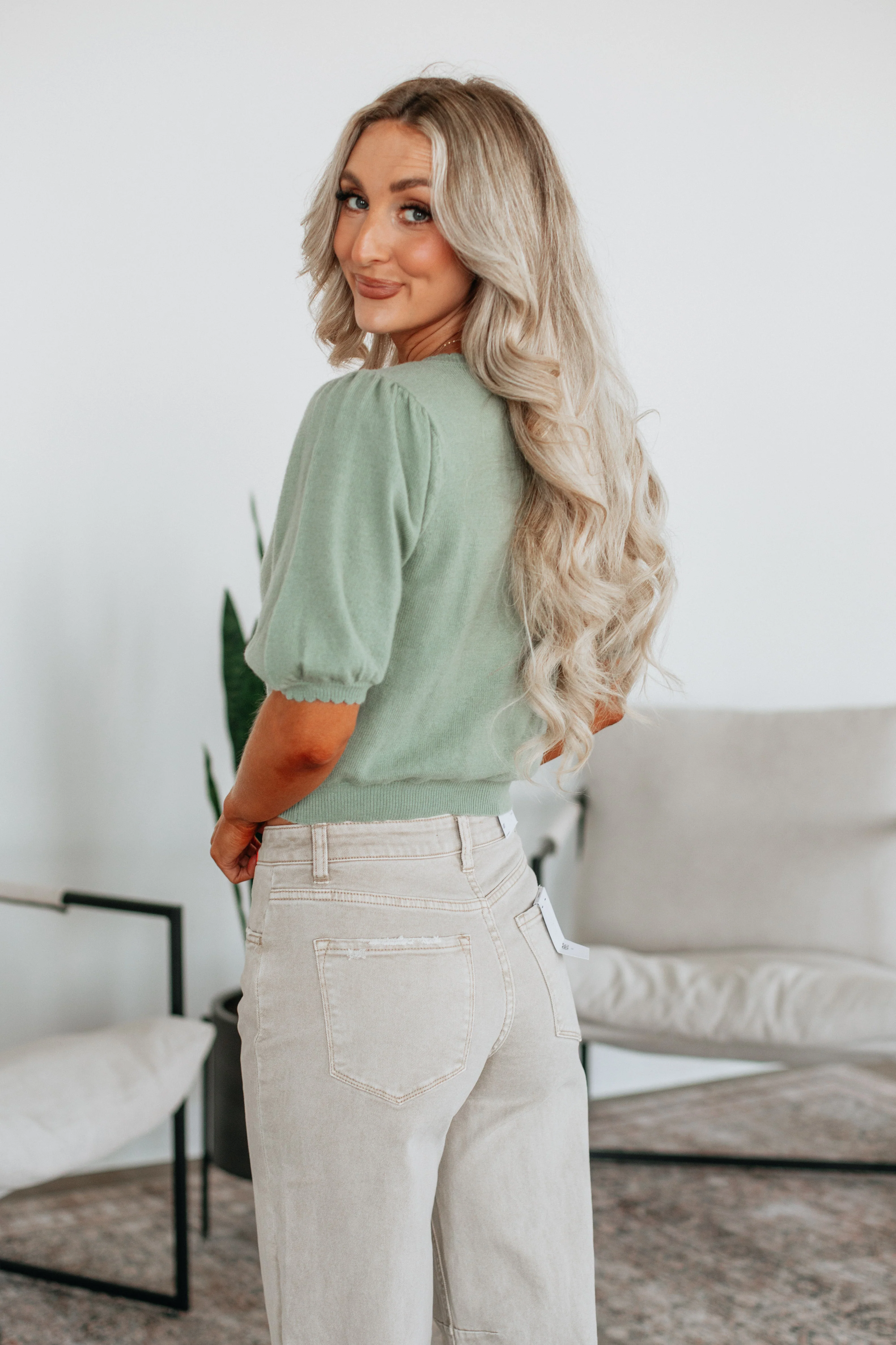Neriah Cardigan Top - Sage