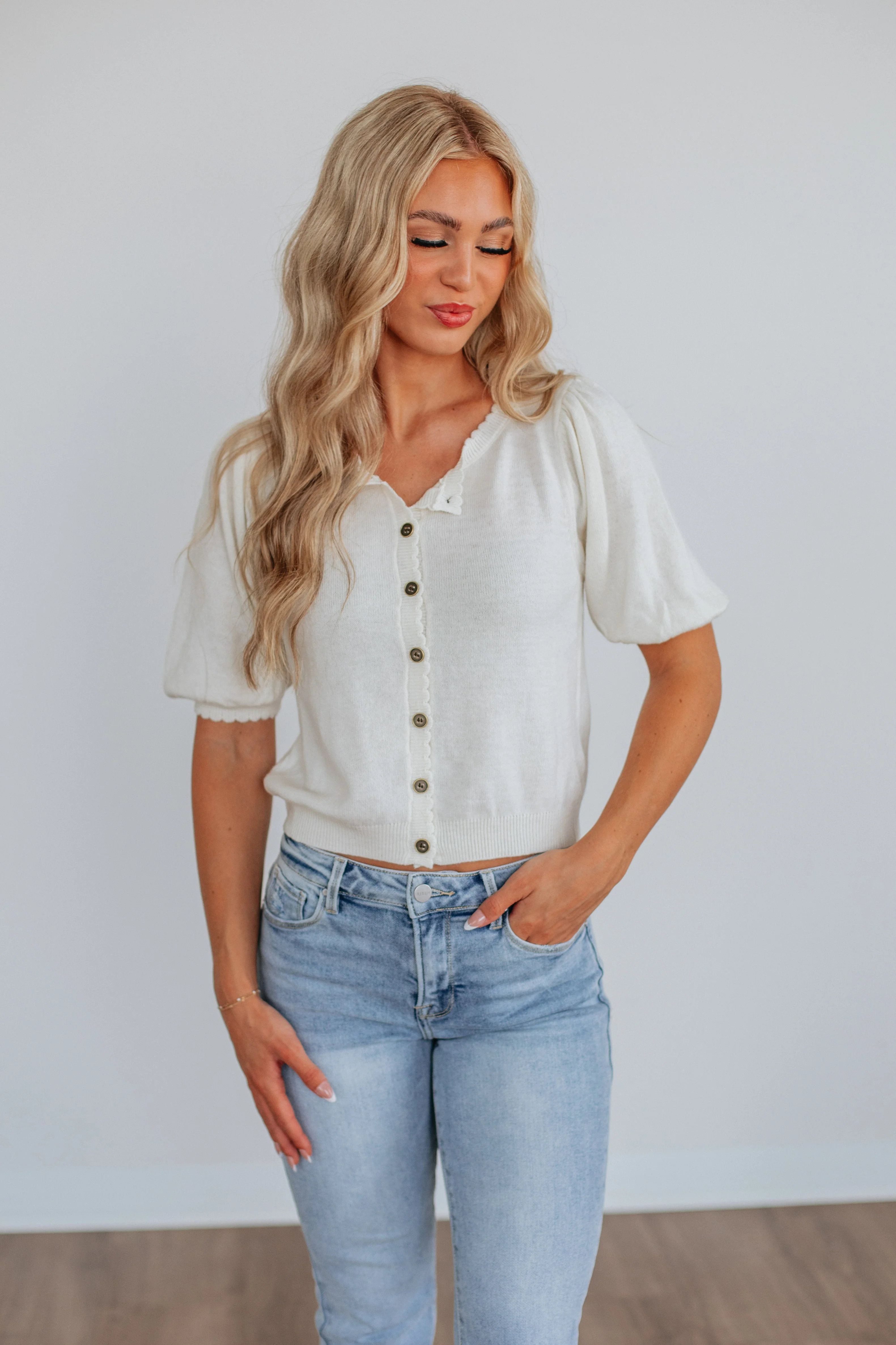 Neriah Cardigan Top - Cream