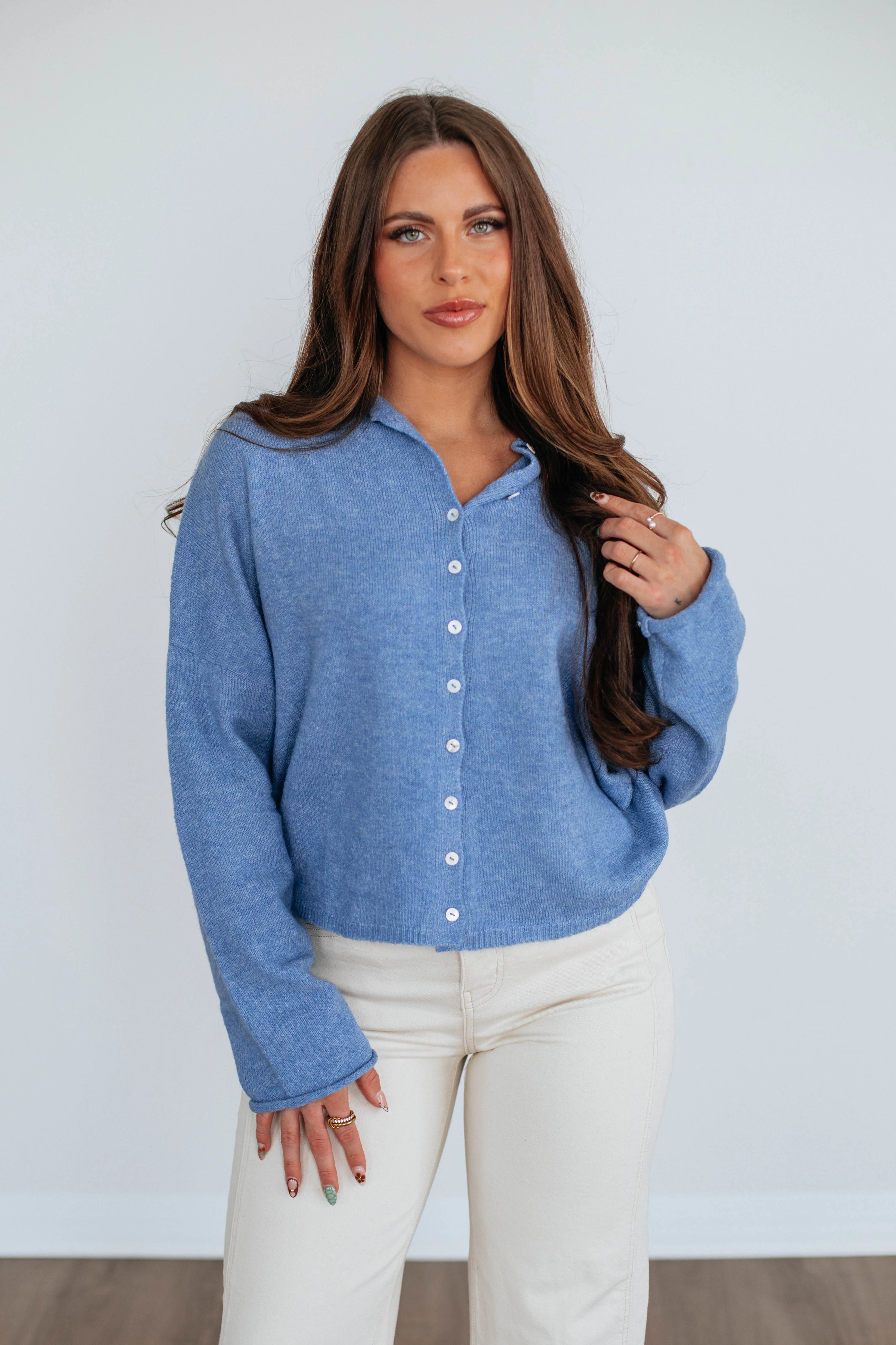 Brooke Cardigan - Dusty Blue