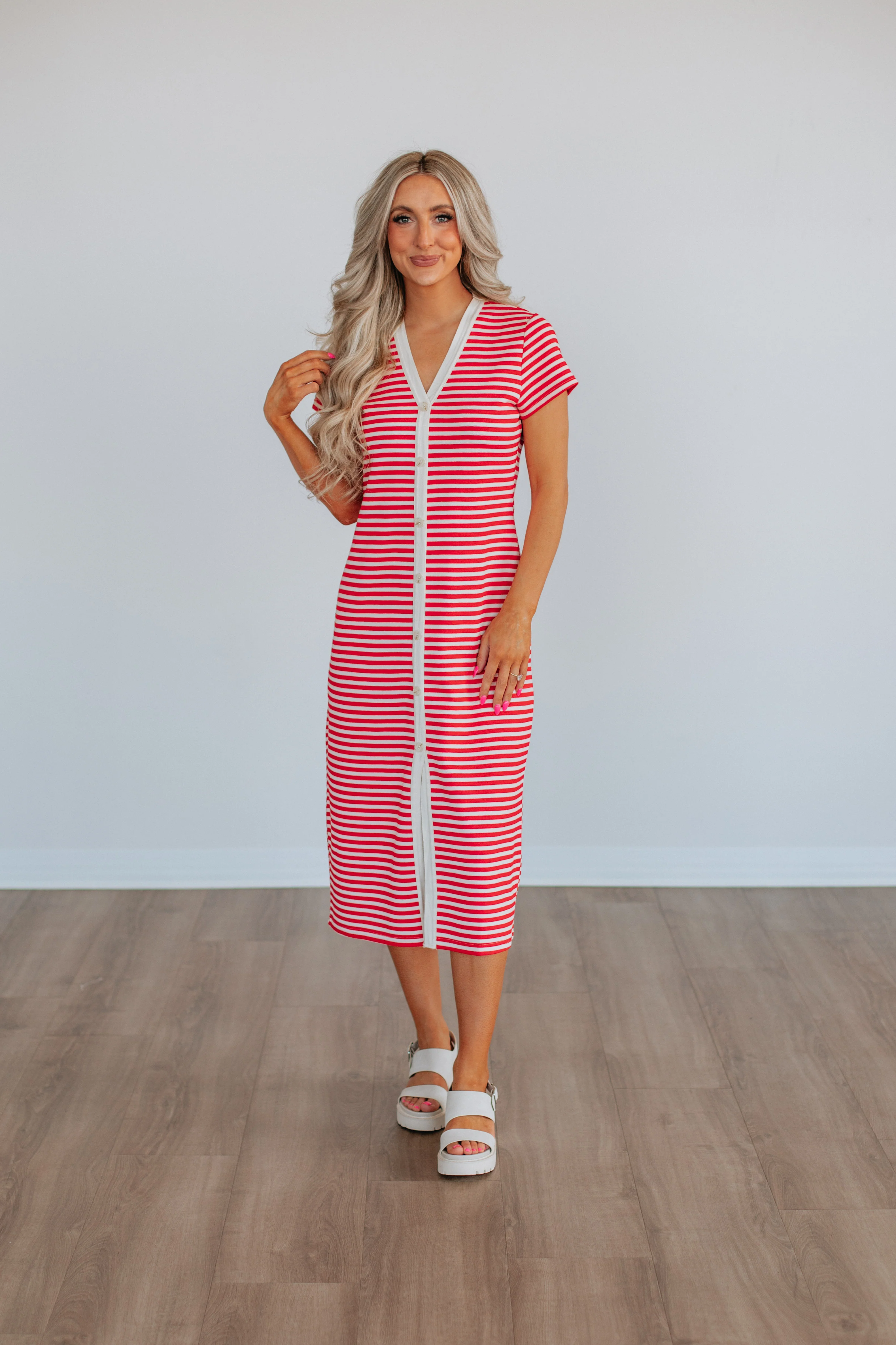 Paylor Striped Dress - Cherry