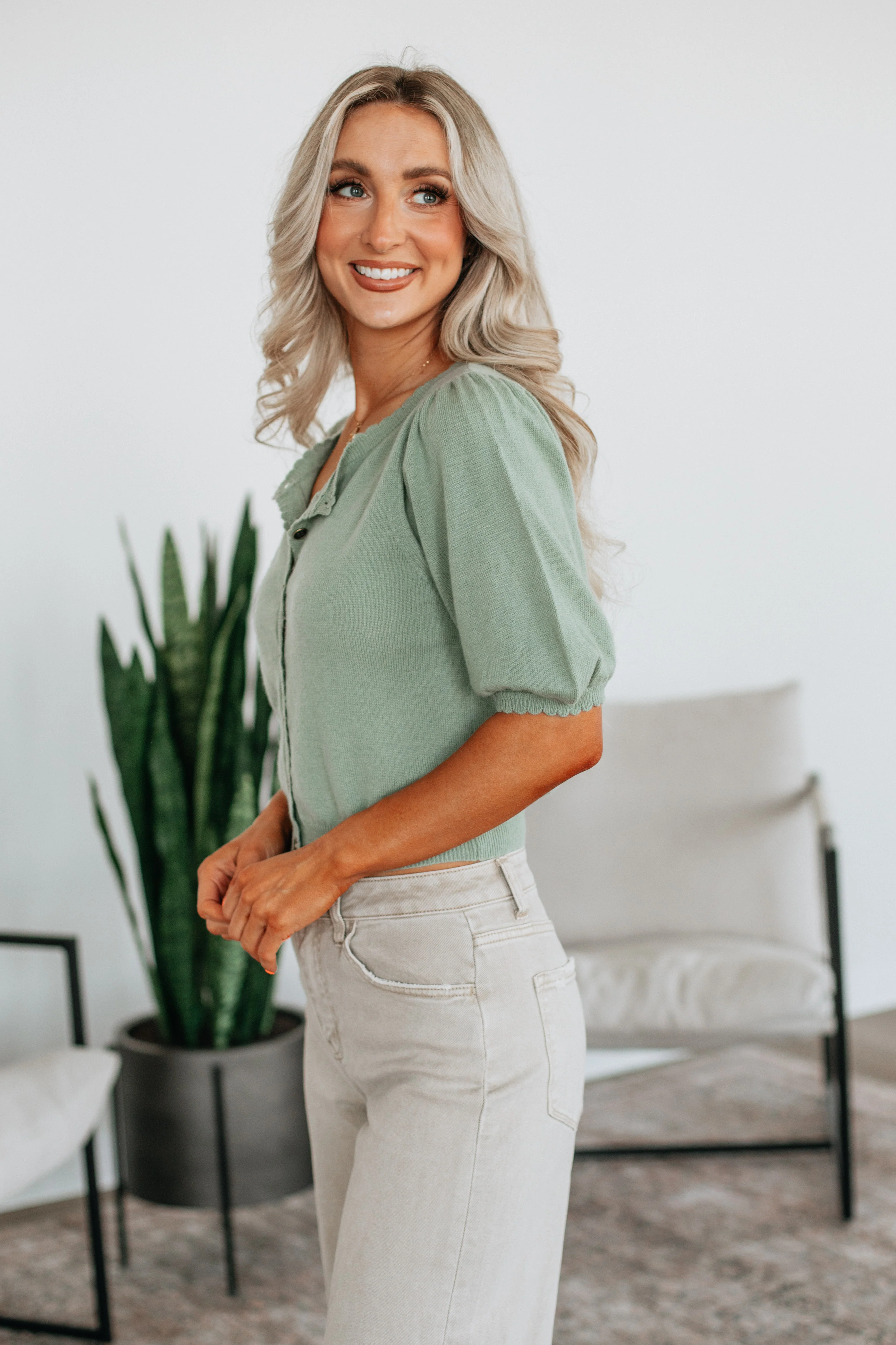 Neriah Cardigan Top - Sage
