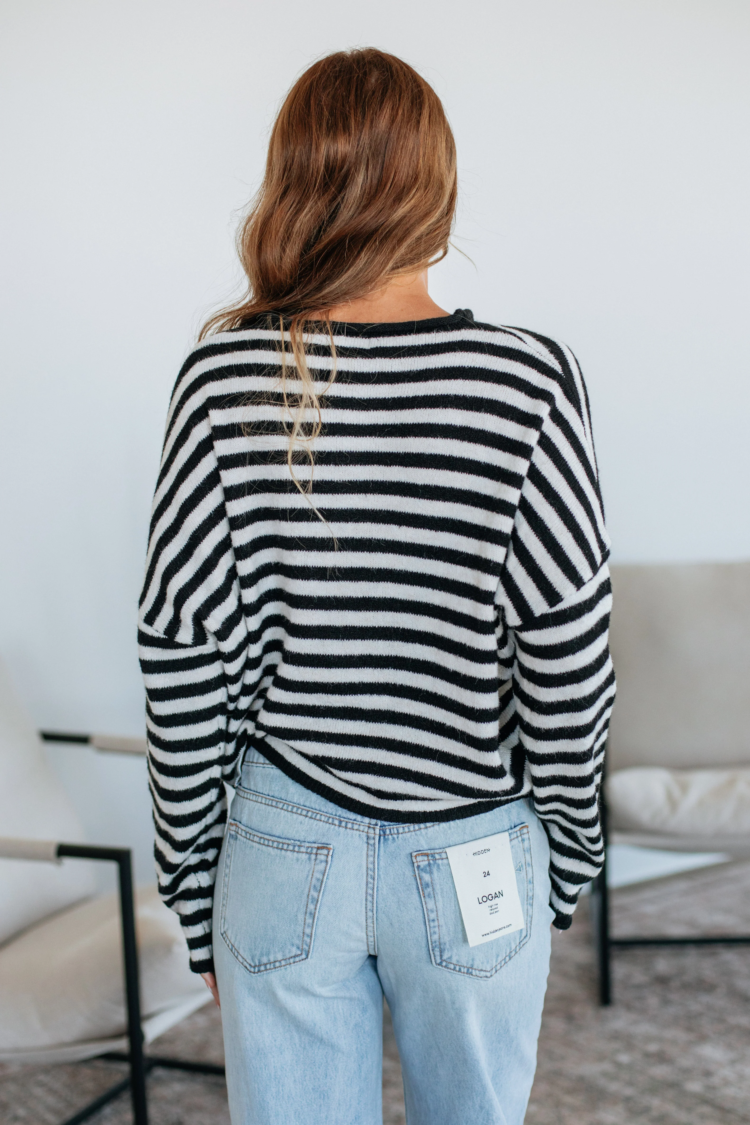 Brooke Striped Cardigan - Black Mix