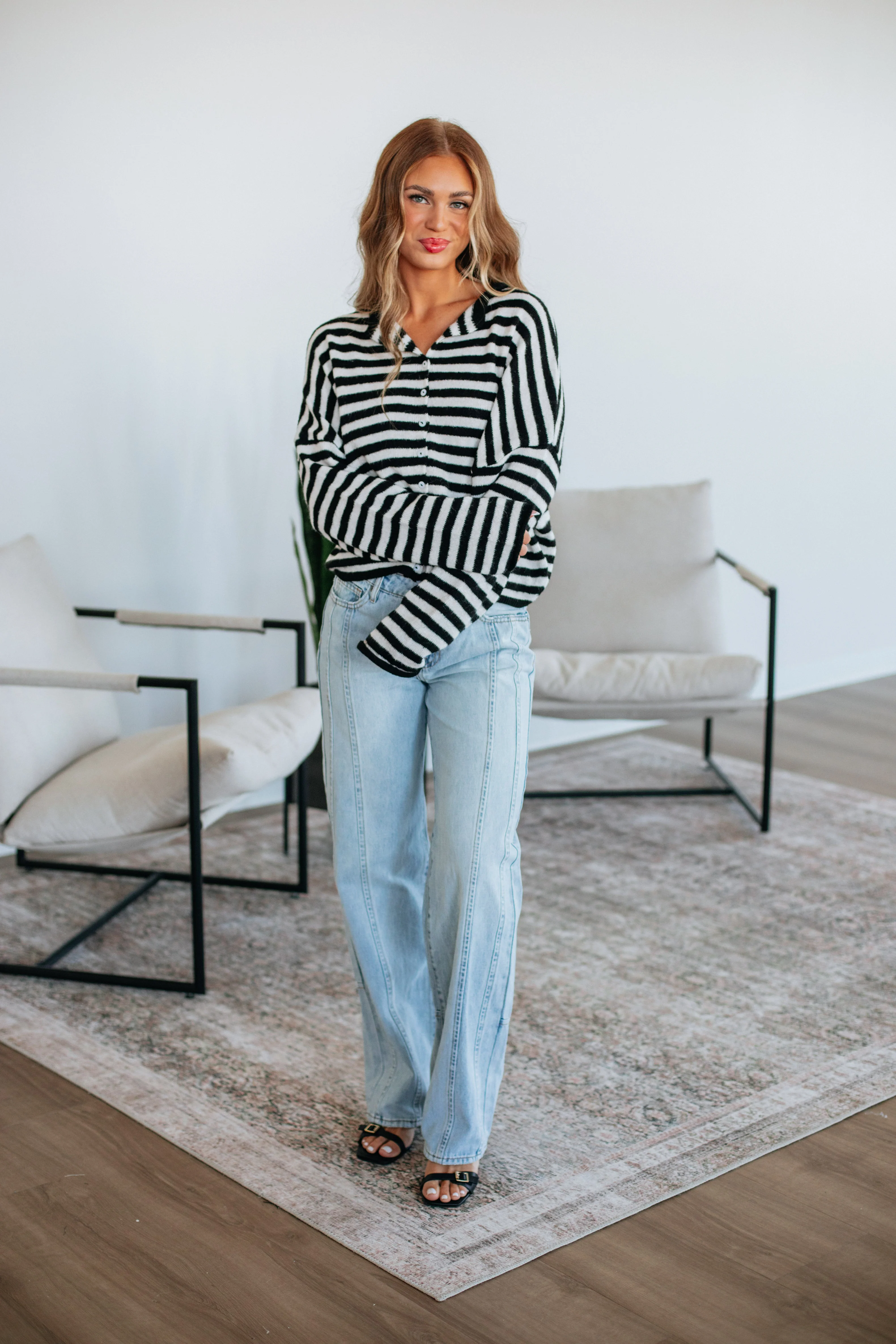 Brooke Striped Cardigan - Black Mix