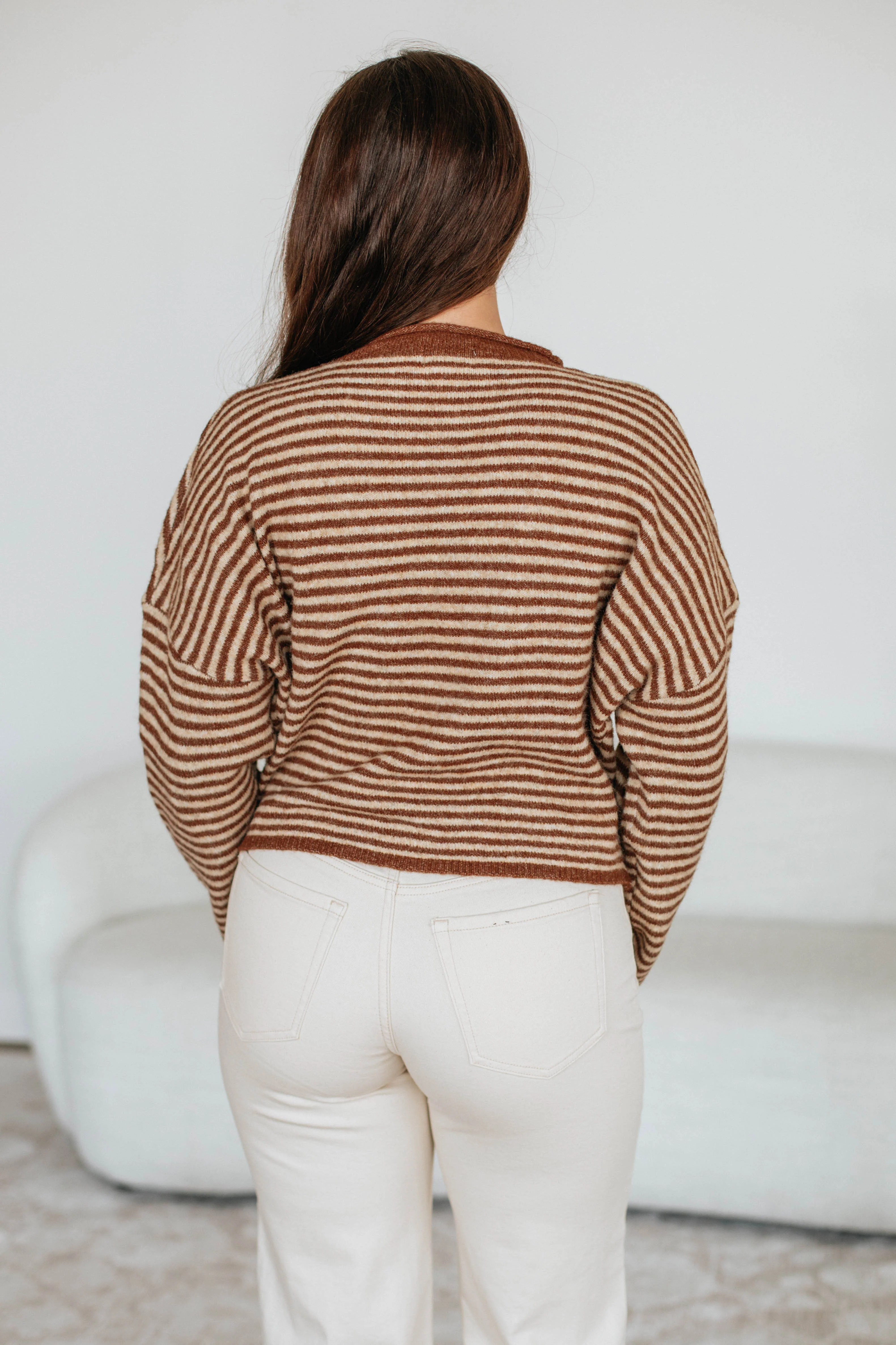 Zoelle Striped Cardigan - Walnut Mix