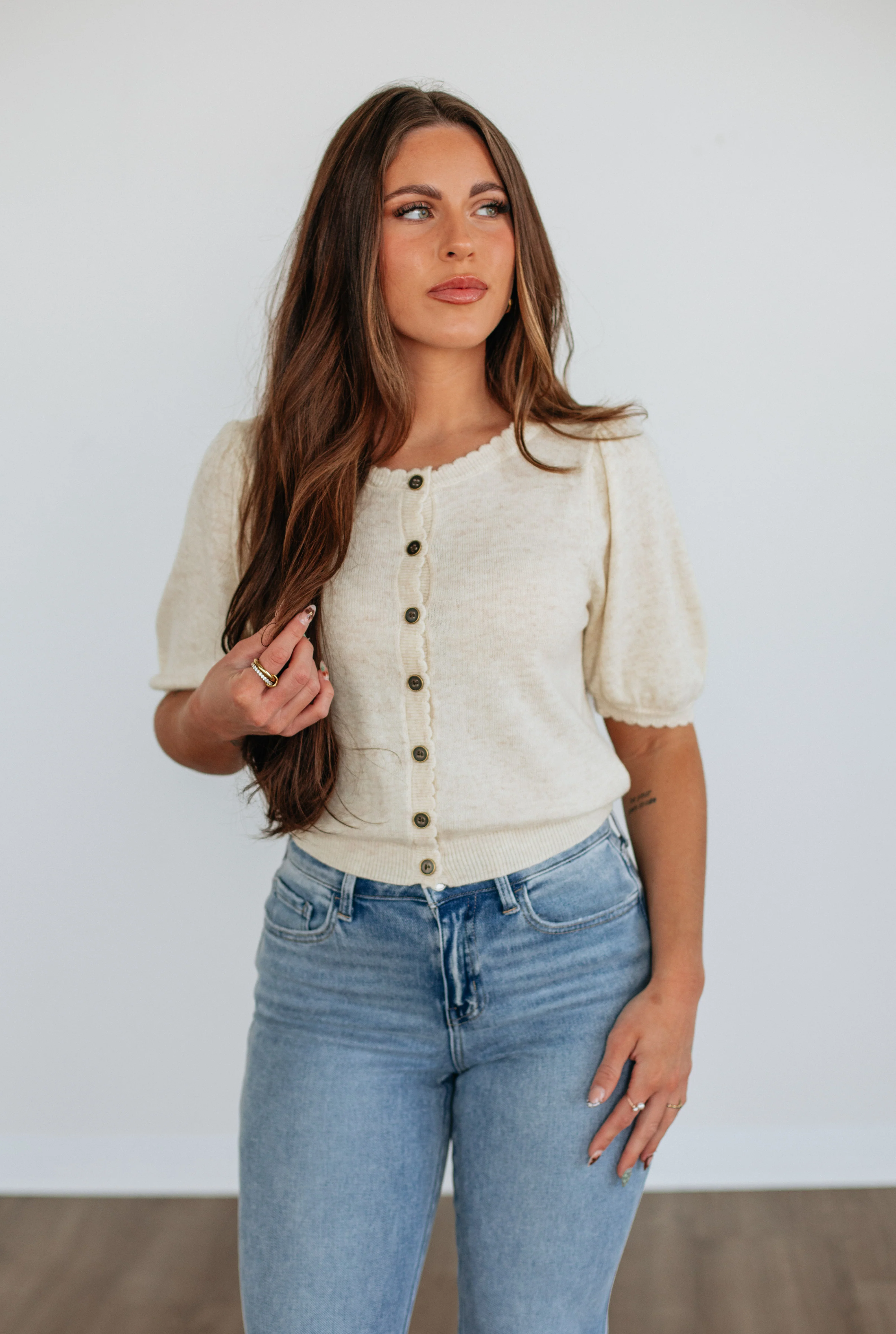 Neriah Cardigan Top - Beige
