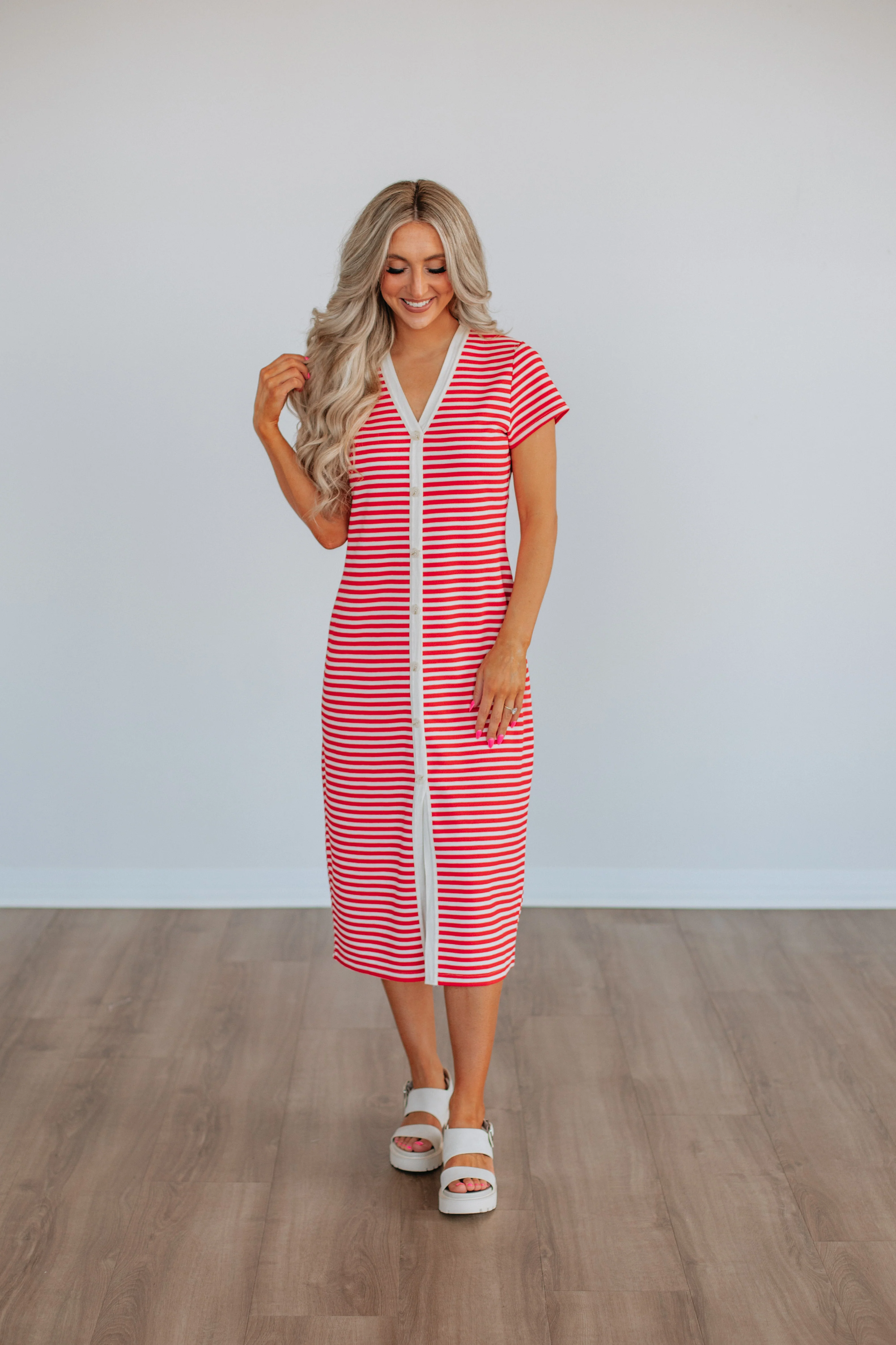 Paylor Striped Dress - Cherry