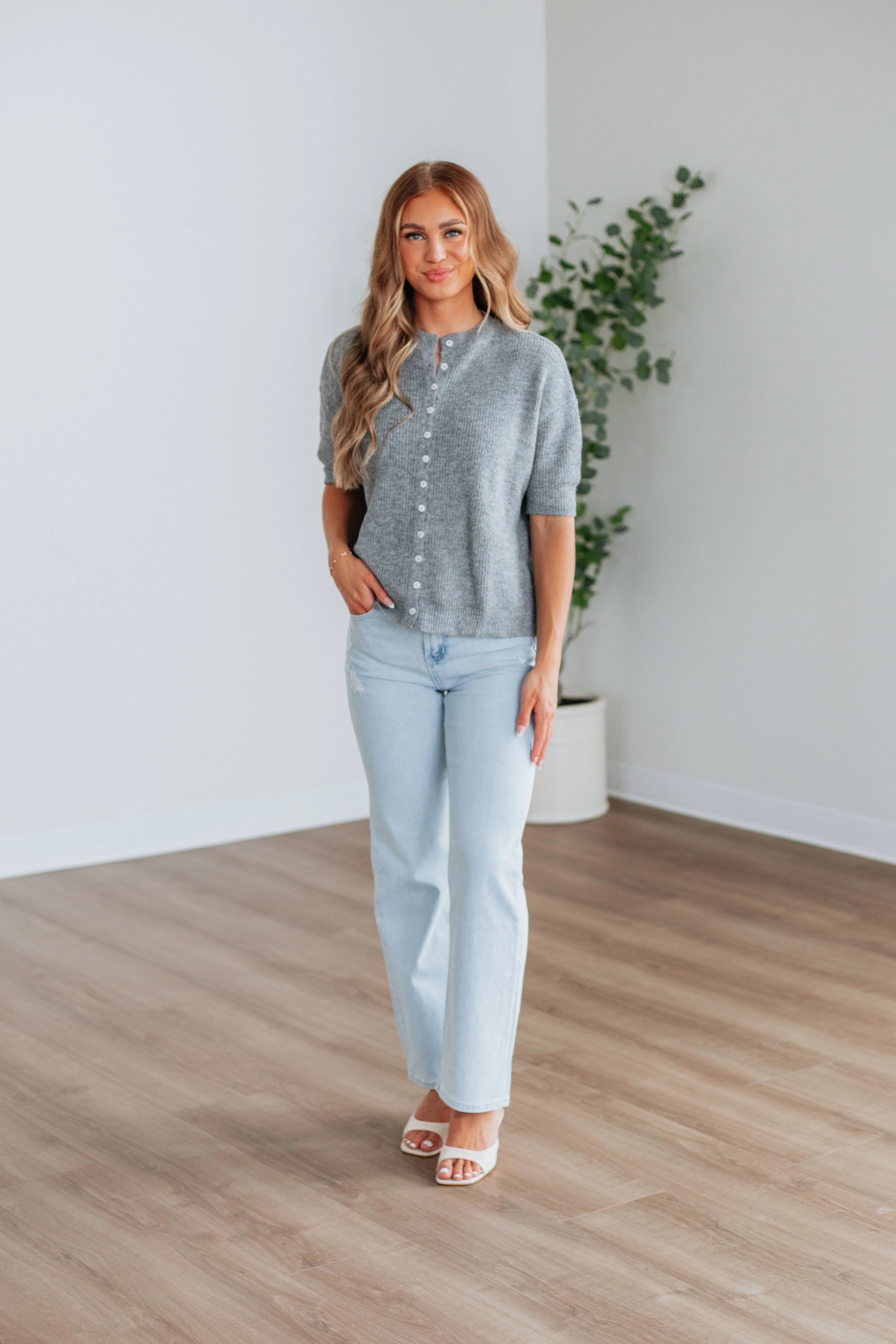 Auden Sweater Top - Heather Grey