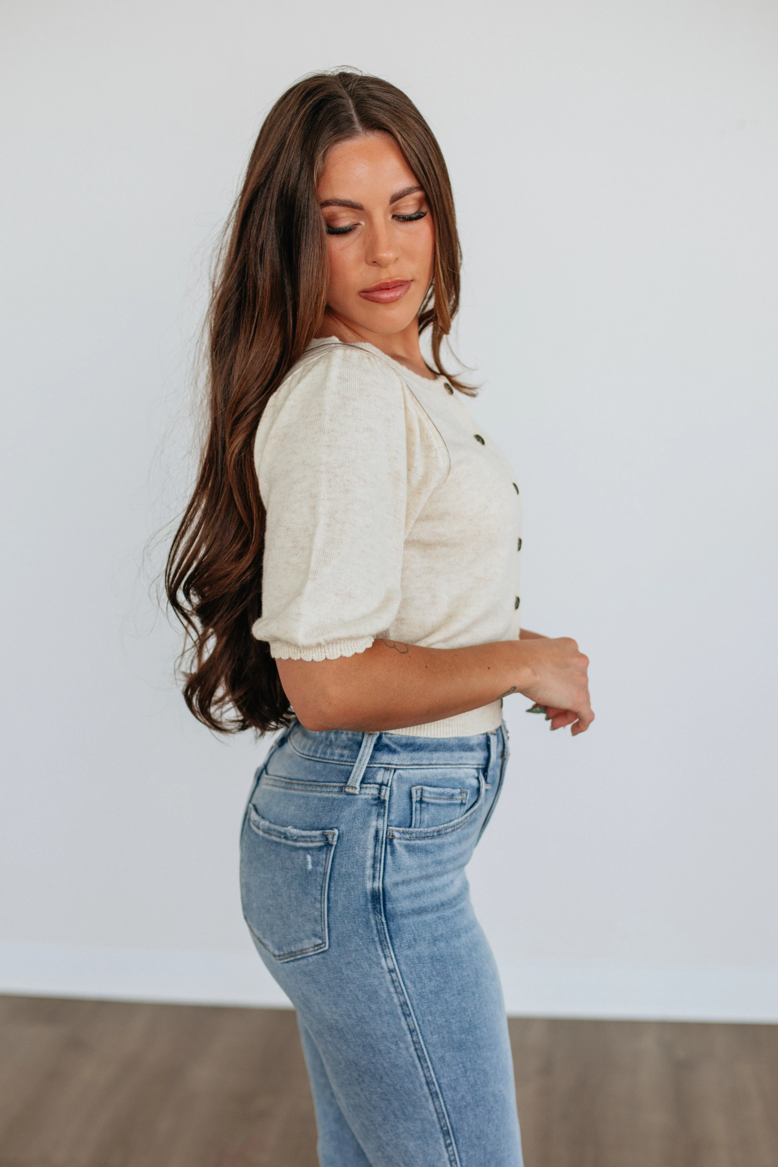 Neriah Cardigan Top - Beige