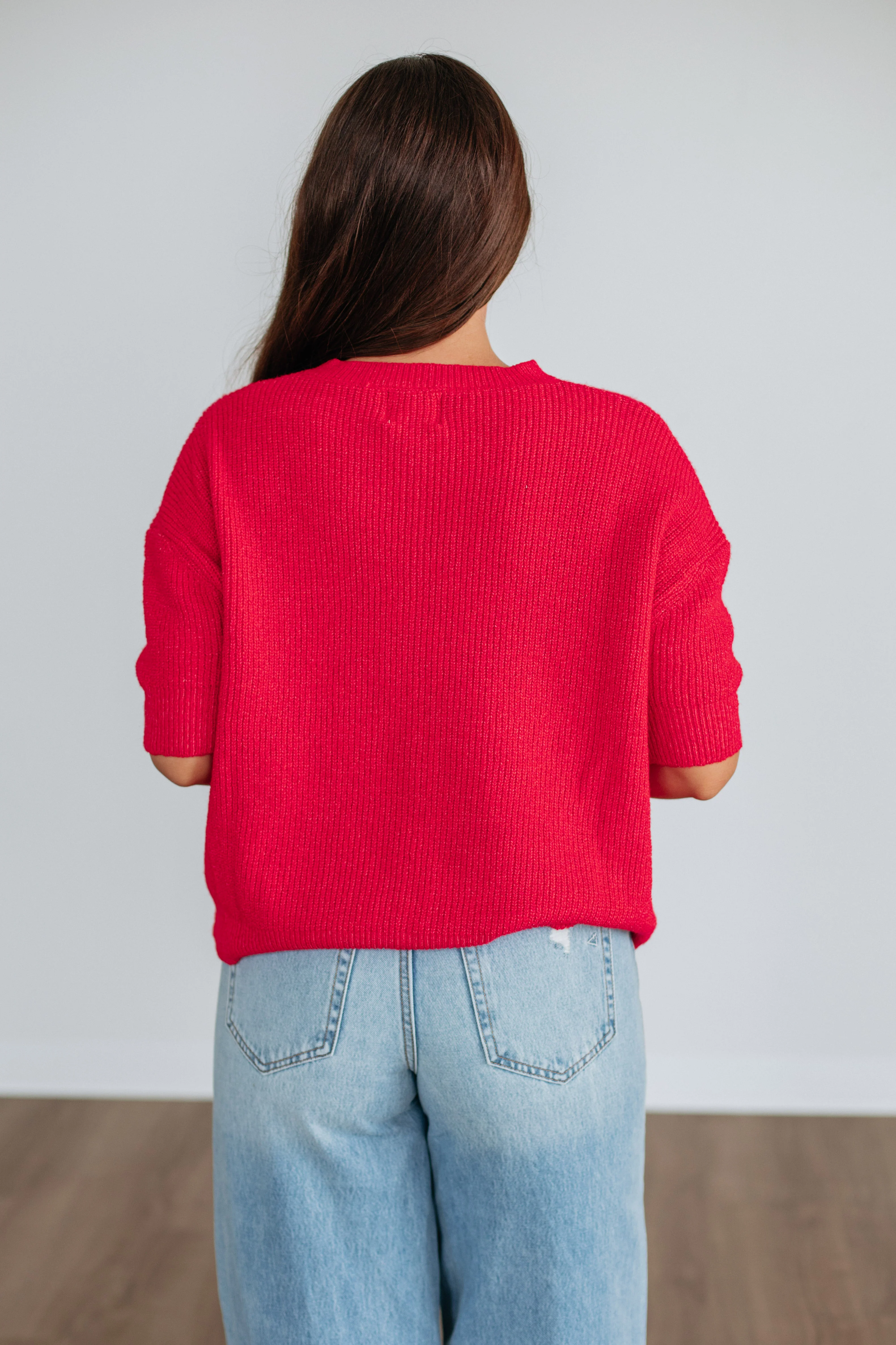 Auden Sweater Top - Cherry