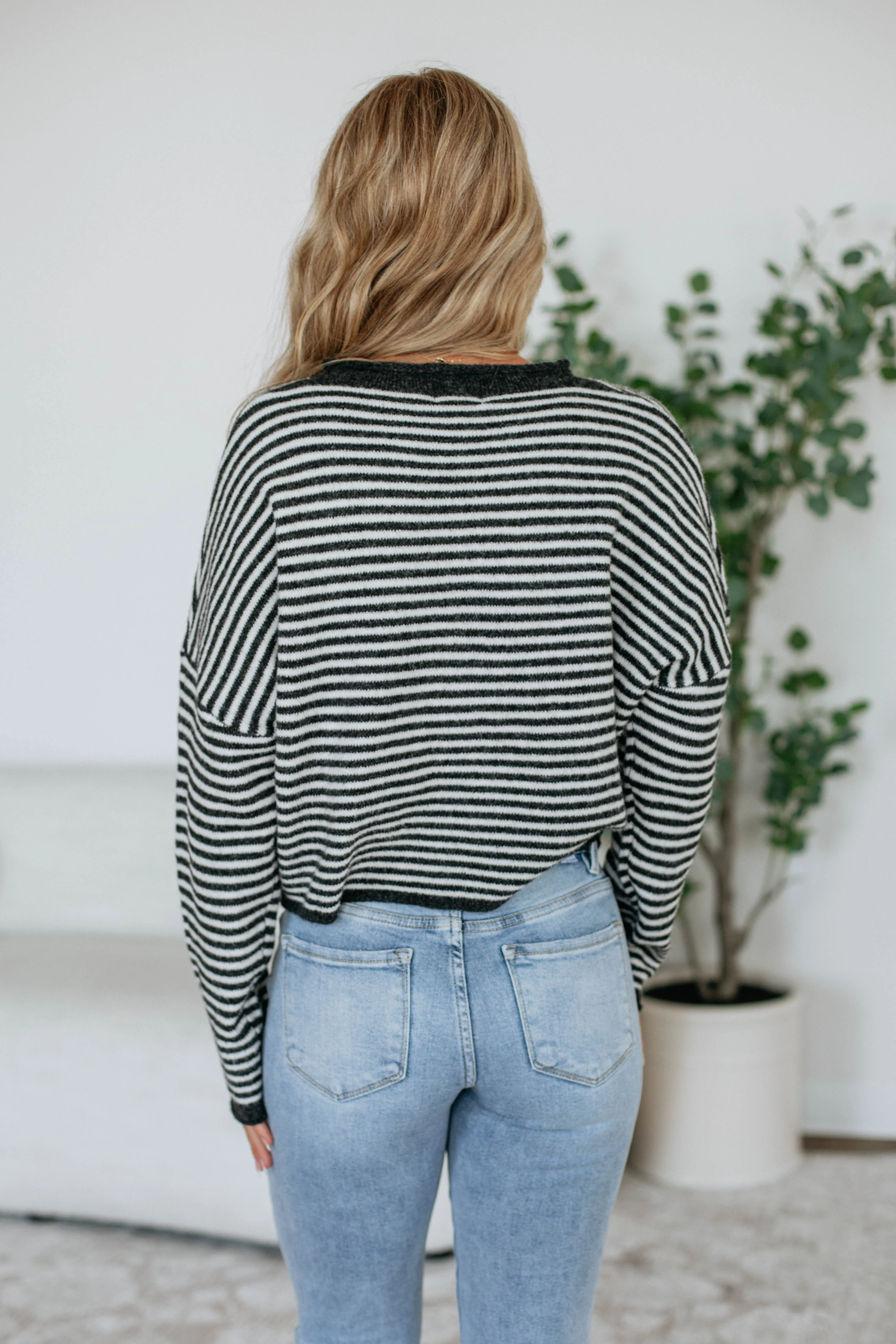 Zoelle Striped Cardigan - Charcoal Mix