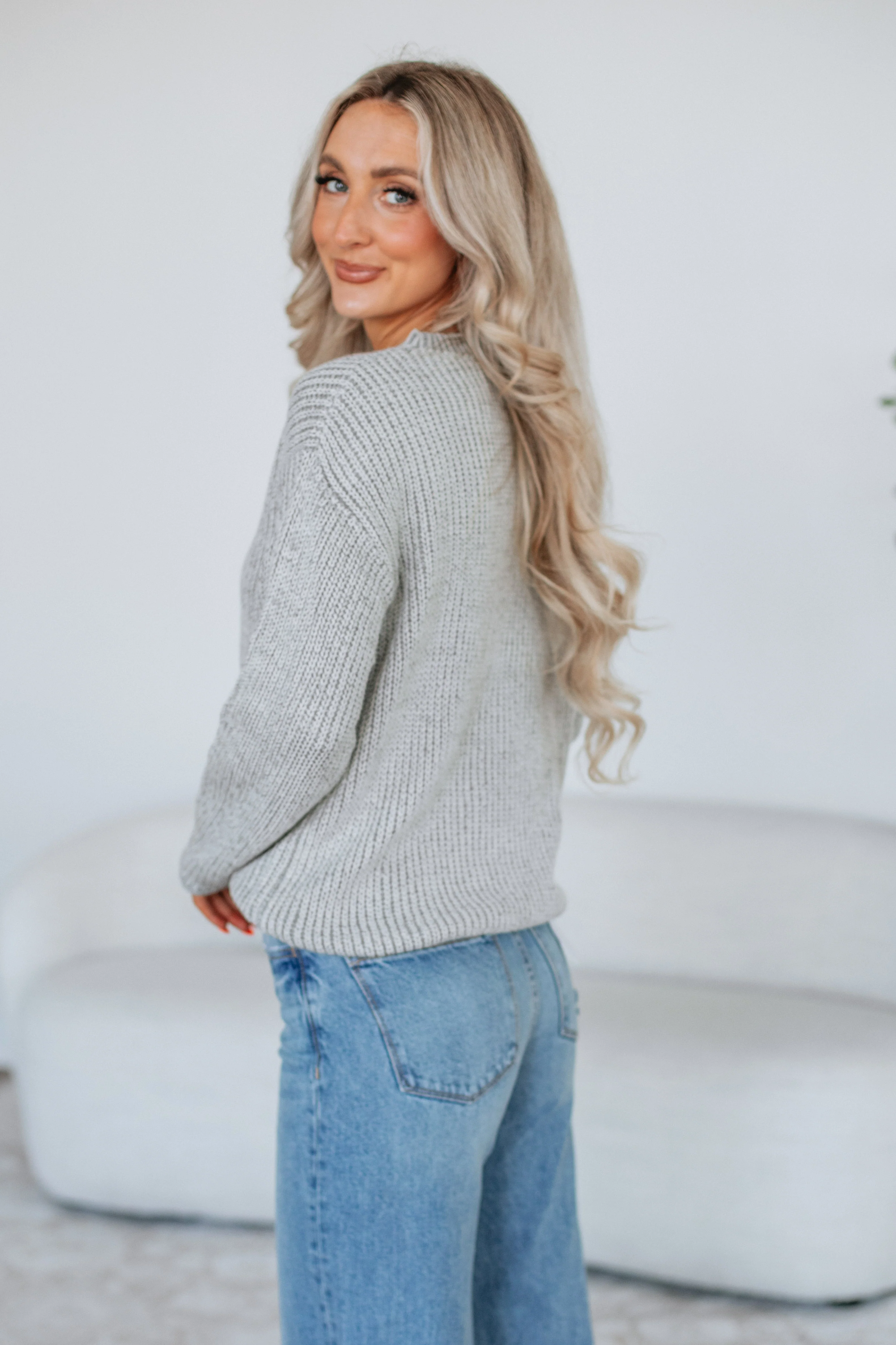 Jenzi Knit Sweater - Light Grey