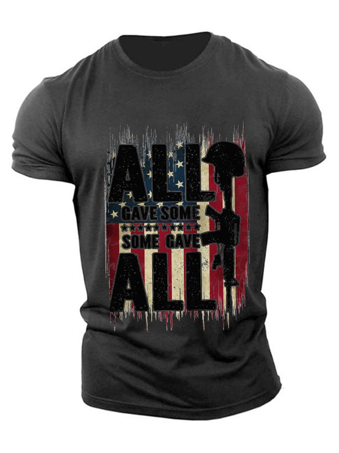 Men's 'All Gave Some, Some Gave All' Print Loose Fit T-Shirt