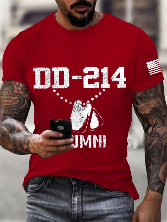 Men's Retro Dd-214 Veteran Print T-Shirt
