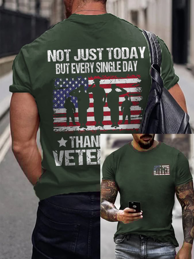 Men's Veteran Retro Print Casual T-Shirt