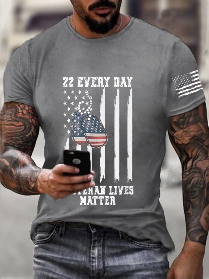 Men's 22 A Day Veteran Lives Matter Print T-Shirt