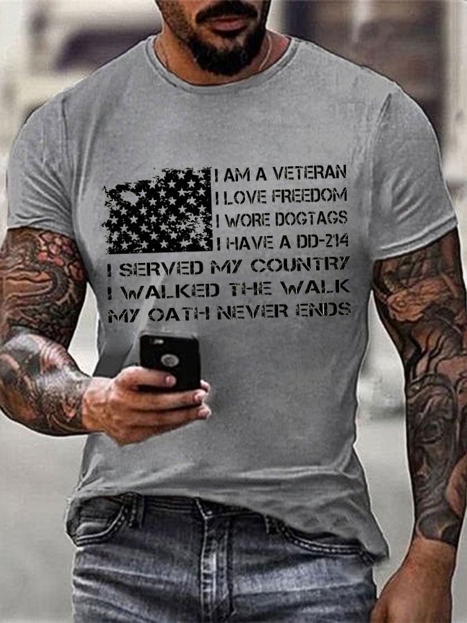Men's Veteran flag print T-shirt