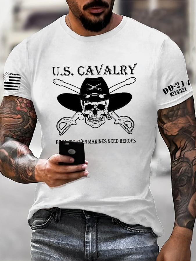 Men's Veteran Retro Print Casual T-Shirt