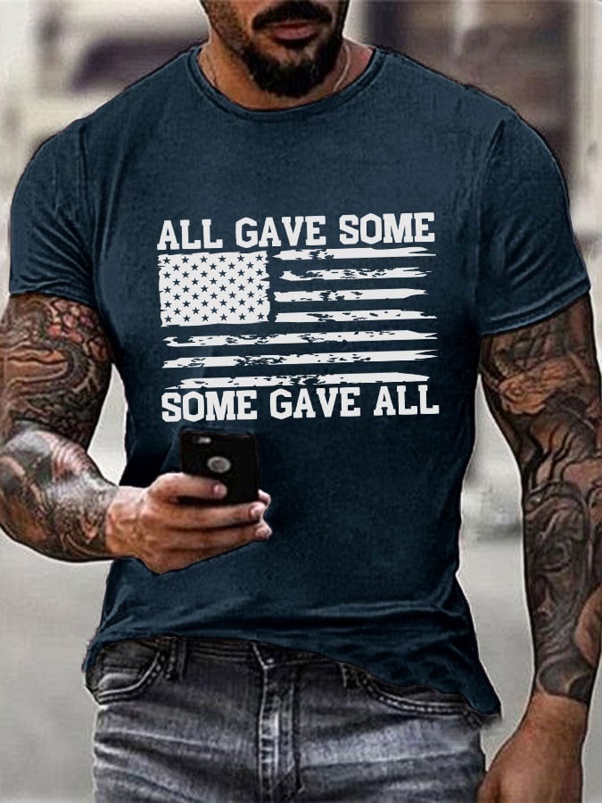 Men's All Gave Some, Some Gave All Flag Print T-Shirt