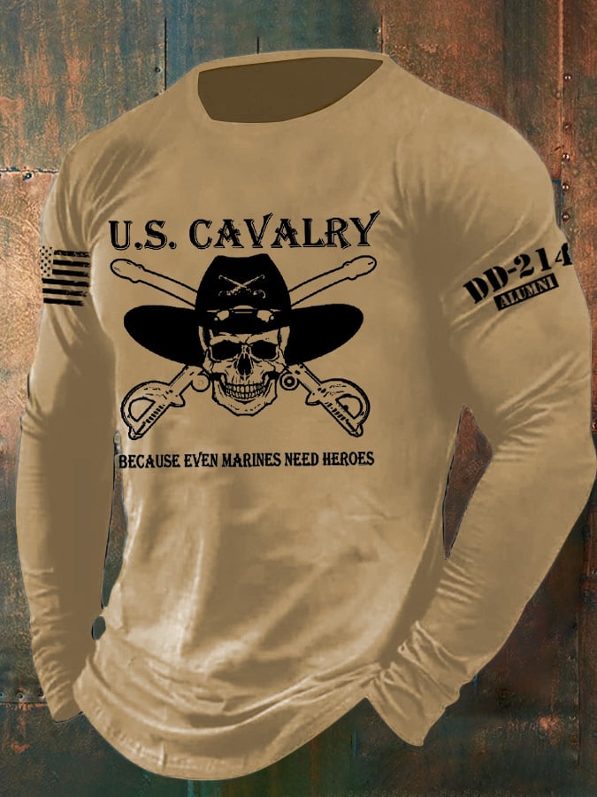 Men's Veteran Vintage Print Long Sleeve T-Shirt
