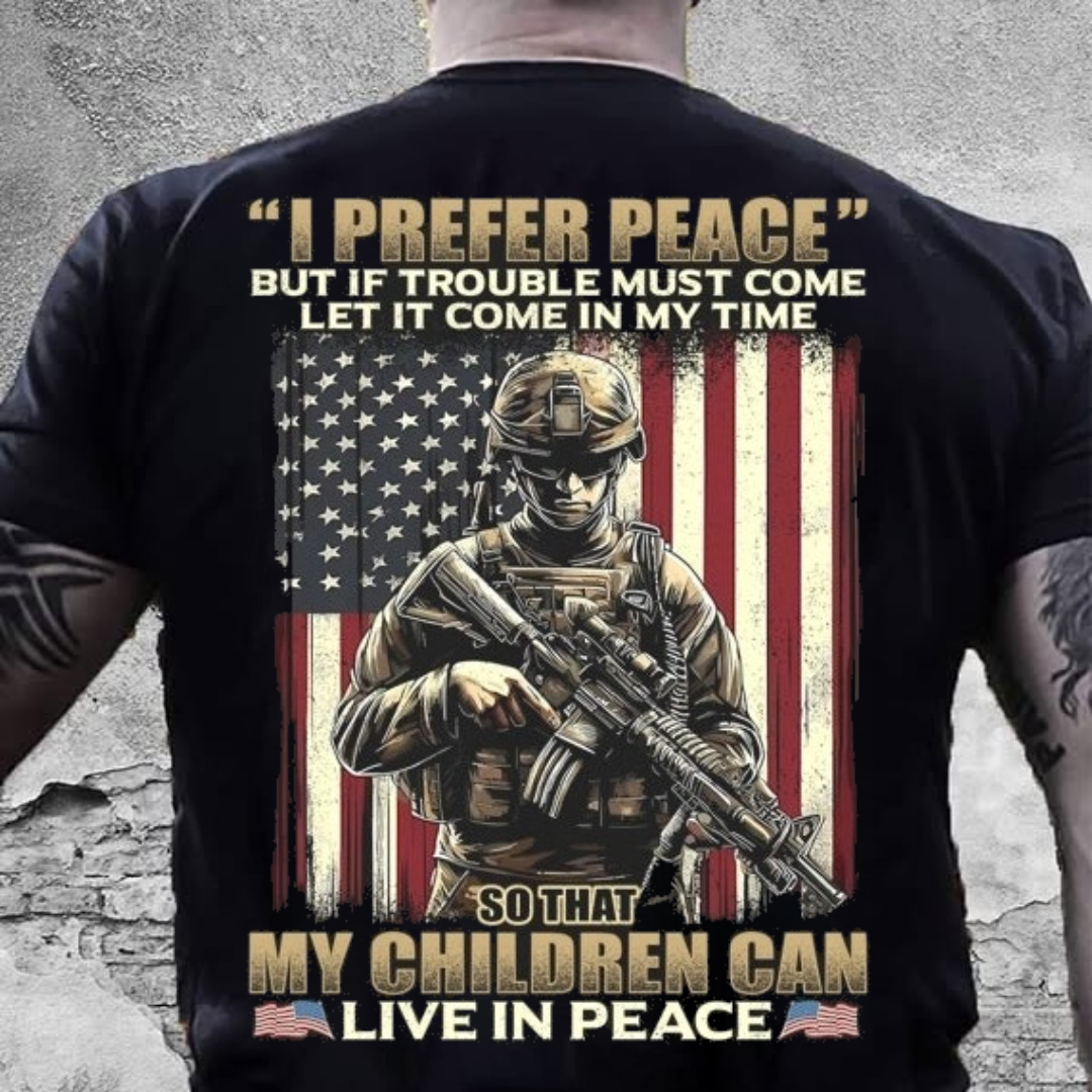 My Children Can Live In Peace Pattern Print 100% Cotton T-Shirt