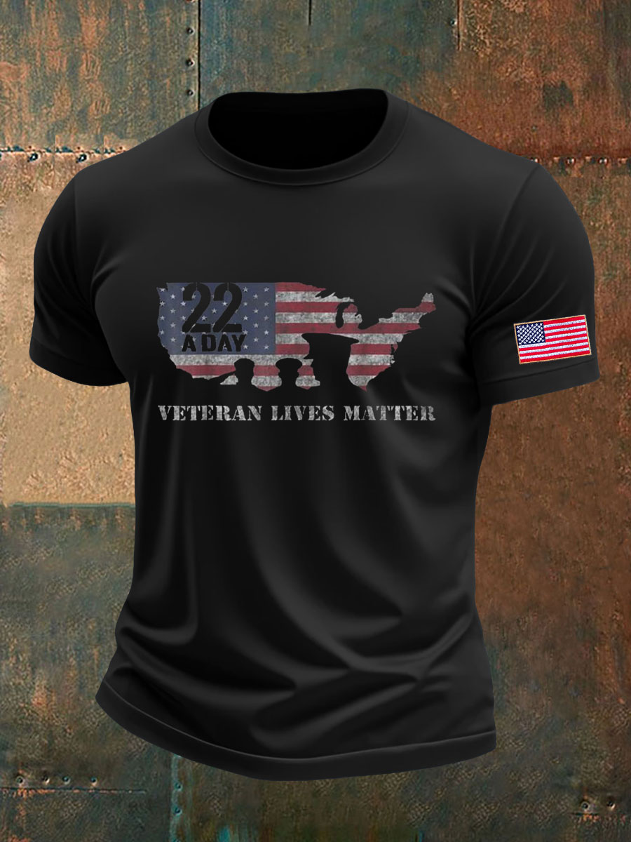 Men's PTSD Awareness Veteran Printed T-shirt
