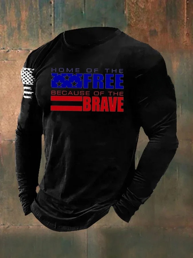 Men's Combat Veteran Brave Pattern Long Sleeve T-Shirt