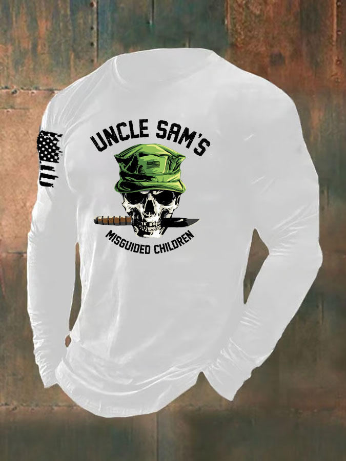 Men's Funny Skull Pattern Long Sleeve T-Shirt