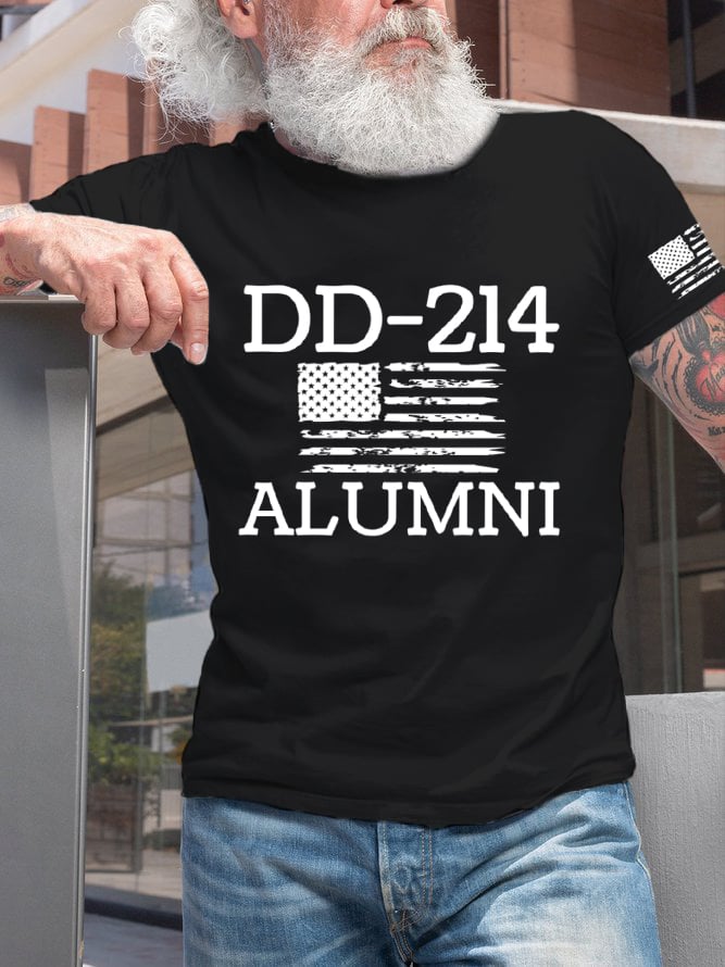 Men's Men's DD-214 Alumni Print Round Neck T-Shirt