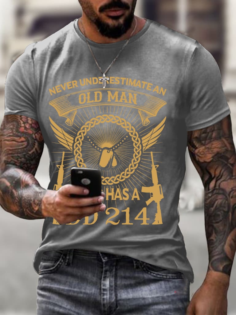 Men's DD-214 Veterans Day Printed Casual Short Sleeve T-Shirt