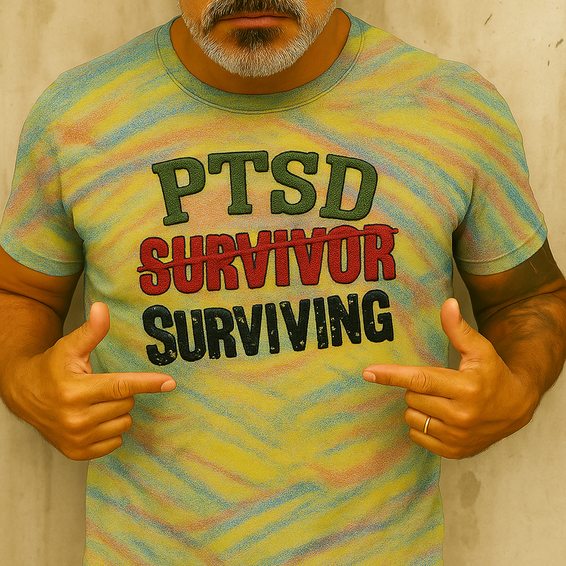 US Crayon Veteran Lives Matter PTSD Print T-Shirt
