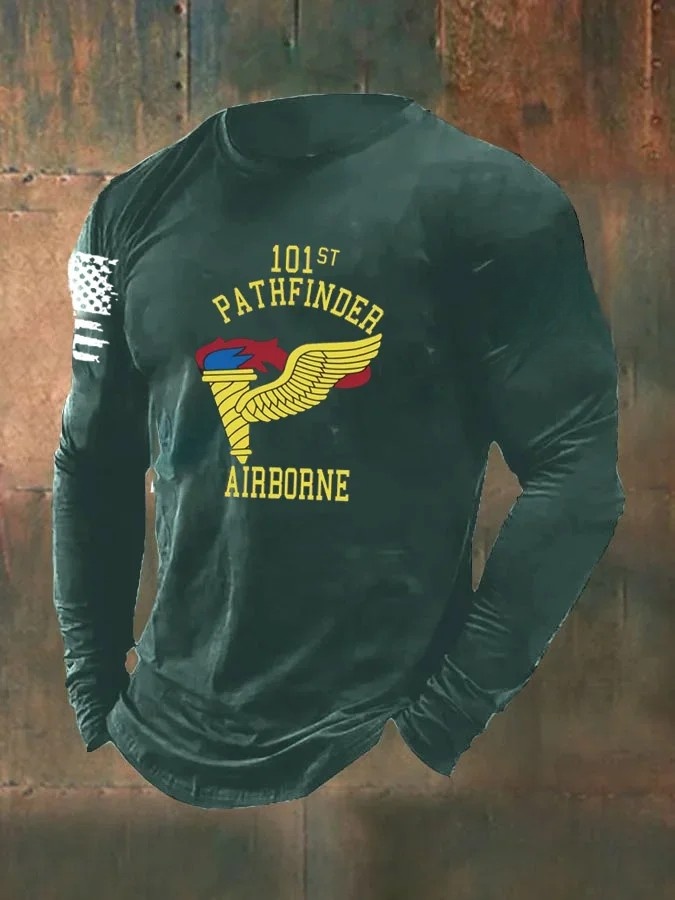 Men's Veterans Day 101st  Airborne Pattern Long Sleeve T-Shirt