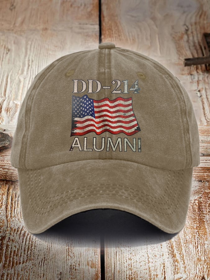 Unisex Distressed Washed Cotton Veteran Printed Hat