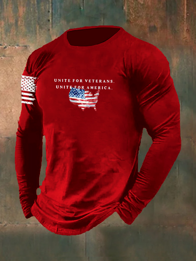 Men's Unite For Veterans Unite For America Pattern Long Sleeve T-Shirt
