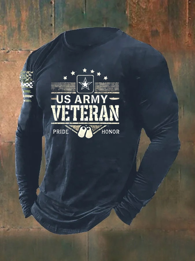 Men's Veterans Day  Pride Veteran Pattern Long Sleeve T-Shirt