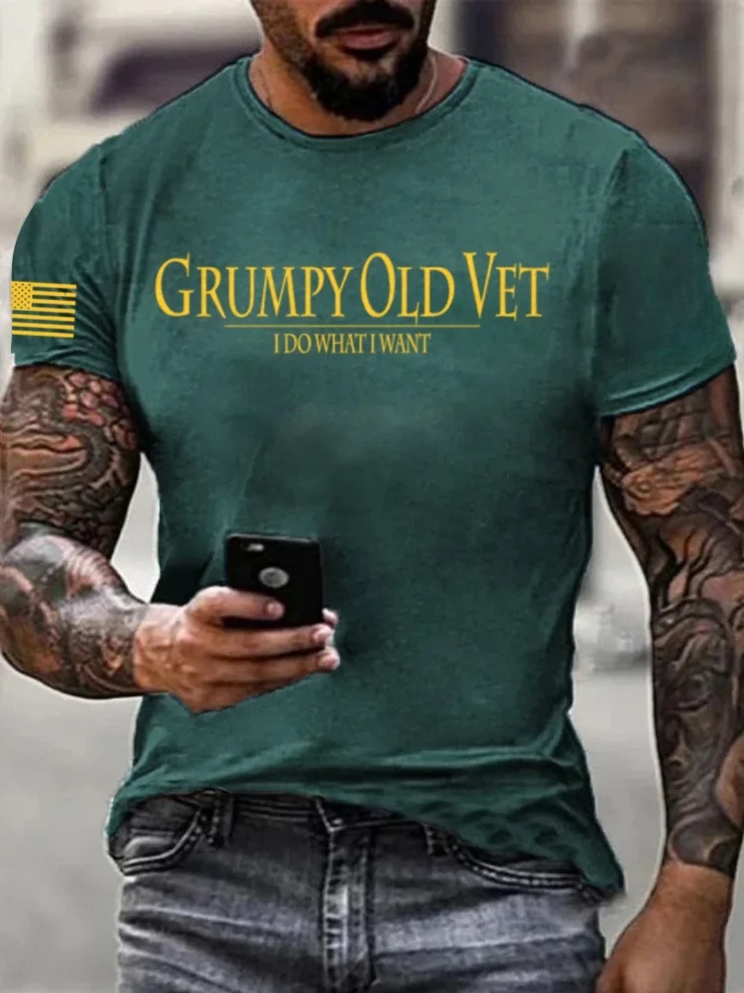 Men's Grumpy OLD Vet Printed Casual T-Shirt